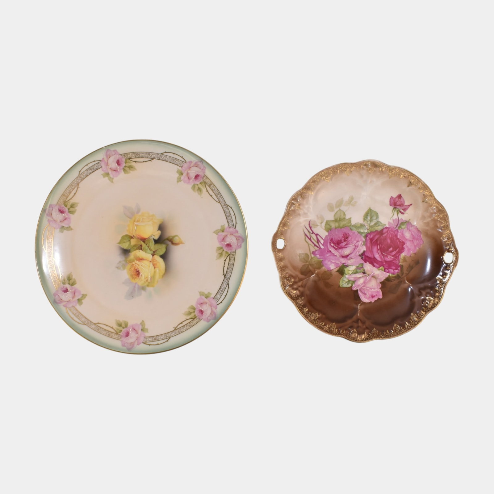 Royal Rudolstadt German Floral Decorated Plate And Tab Handled Tray: We offer affordable in-house shipping on all items.For higher resolution images please visit bid.craftedauctions.com Royal Rudolstadt German Floral Decorated Plate And Tab Handled Tray Excellent condi