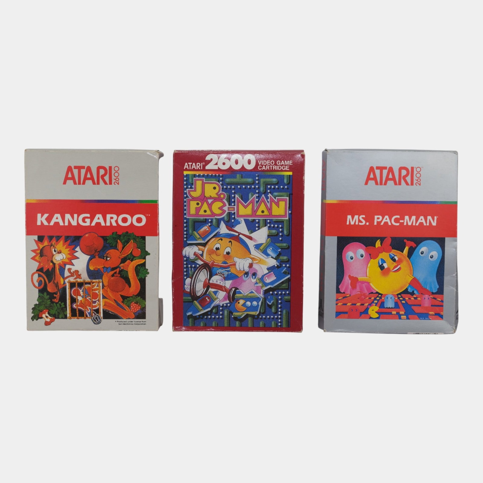 Atari 2600 Jr Pacman Kangaroo Ms Pacman Video Game Cartridges With Original Box (1 of 5)