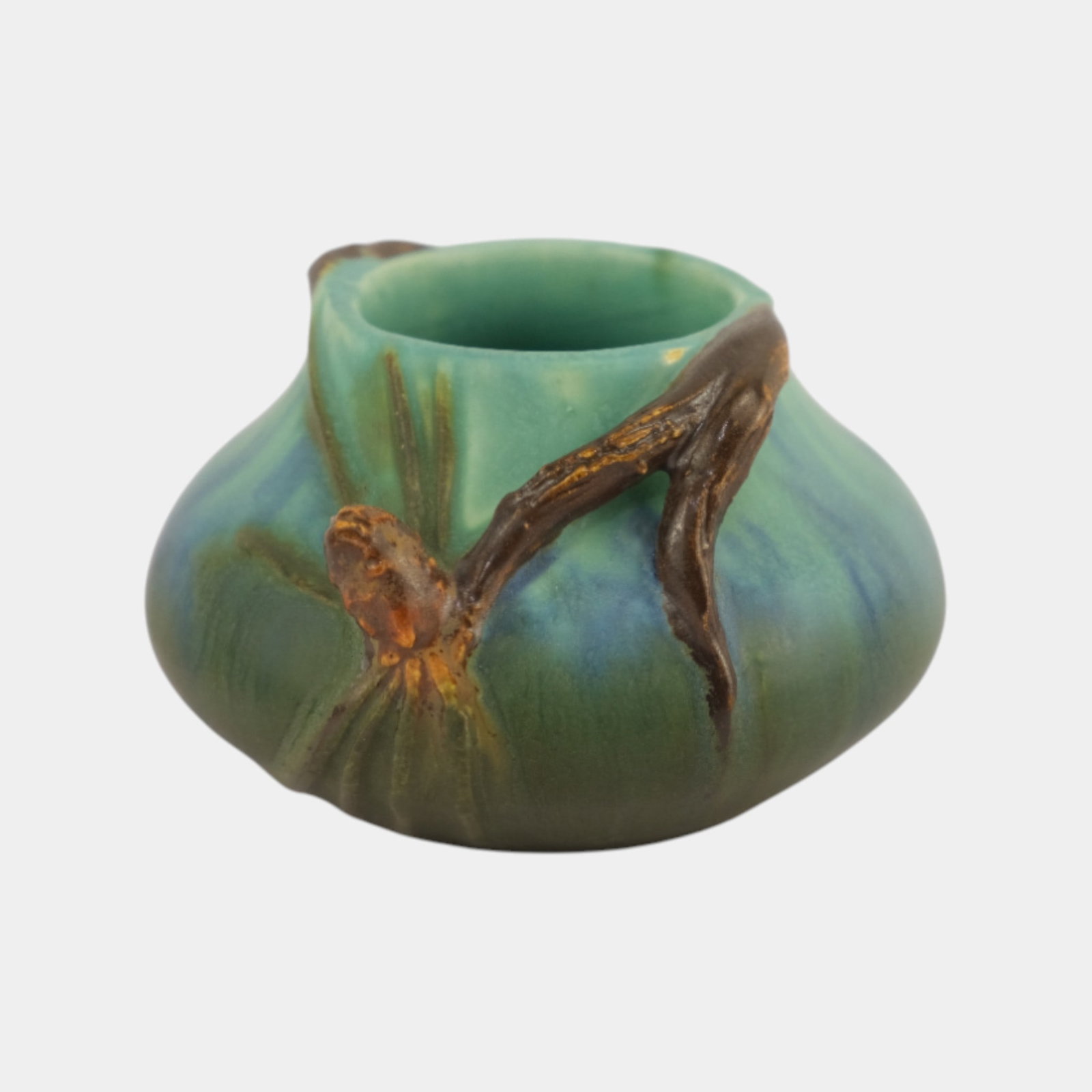 Ephraim Faience 2021 Miniature Brown Green Kodiak Art Pottery Vase (1 of 3)