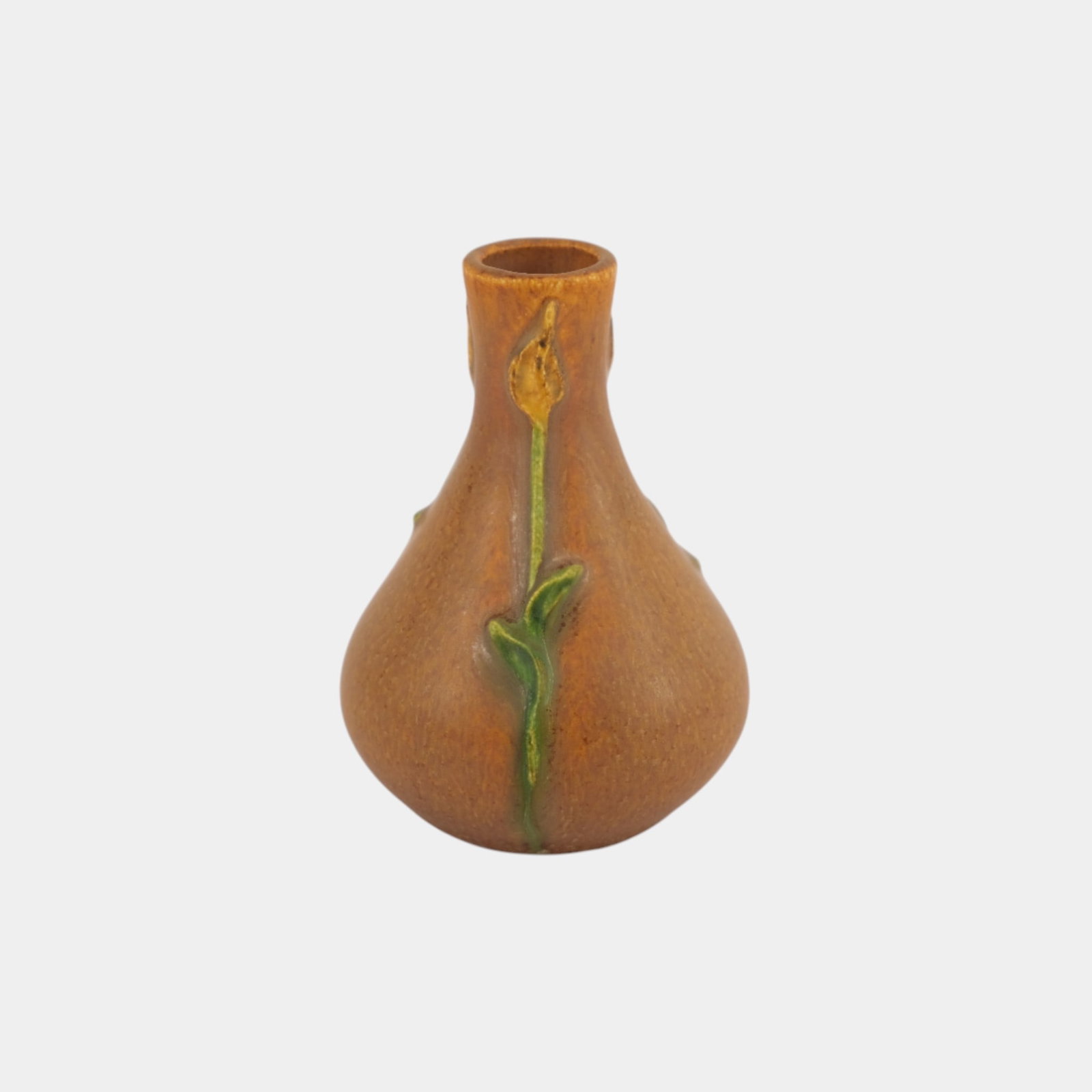 Ephraim Faience 2009 Miniature Pumpkin Glaze Tulip Art Pottery Bud Vase (1 of 3)