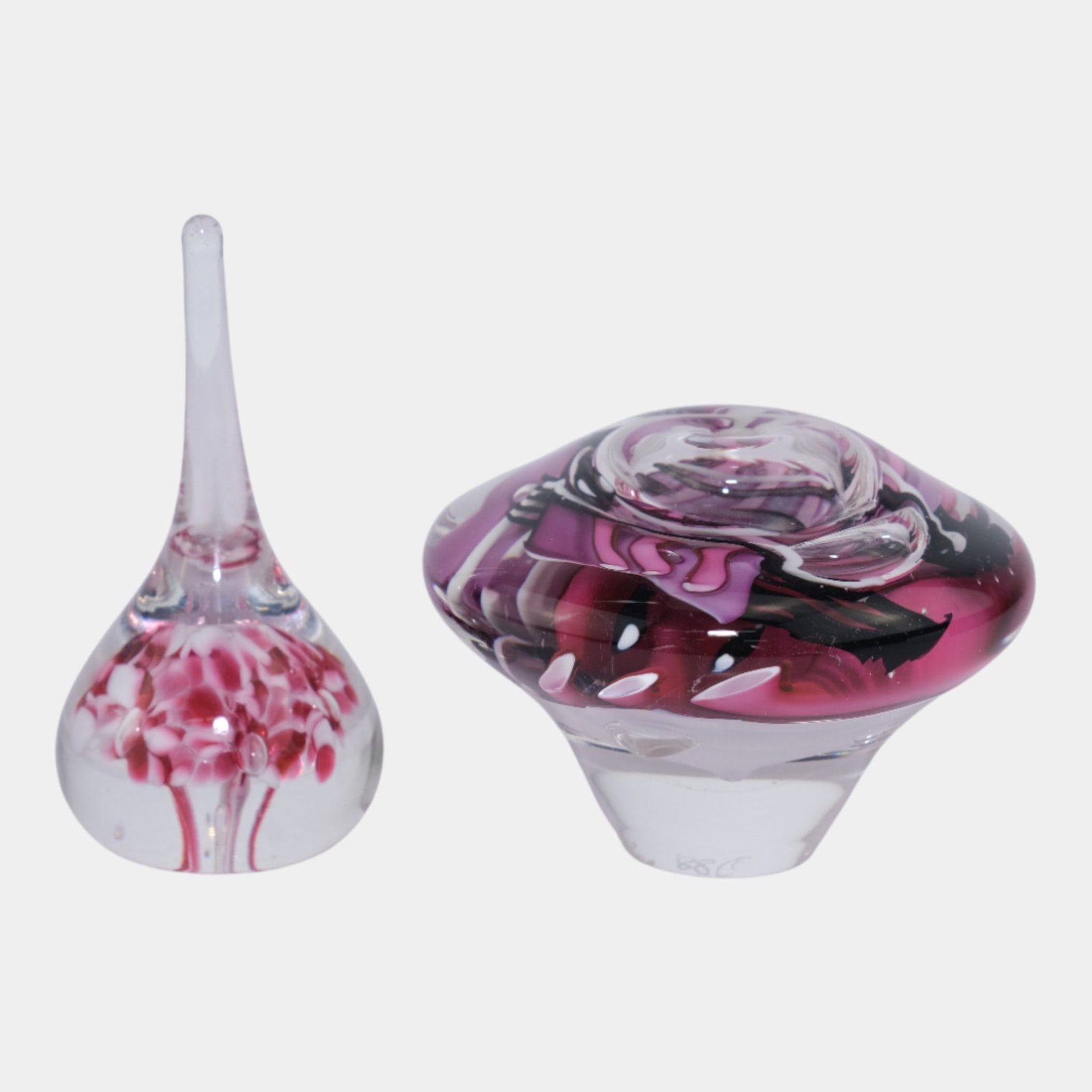 Gibson And Schmidt Rhea Studio Art Glass Pink Purple Glass Paperweights (1 of 6)