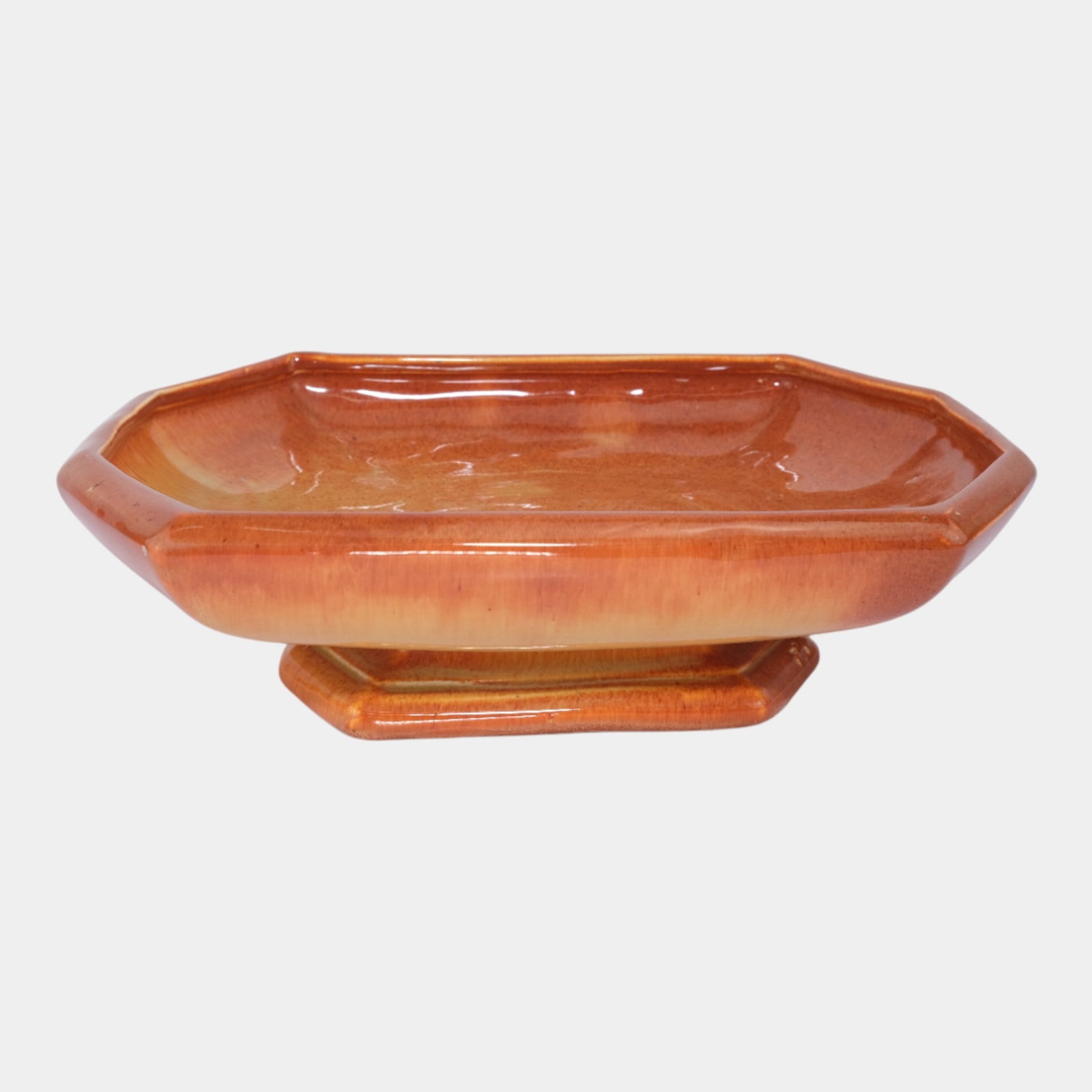 Weller Art Pottery Orange Peach Glazed Octagonal Centerpiece Bowl (1 of 6)