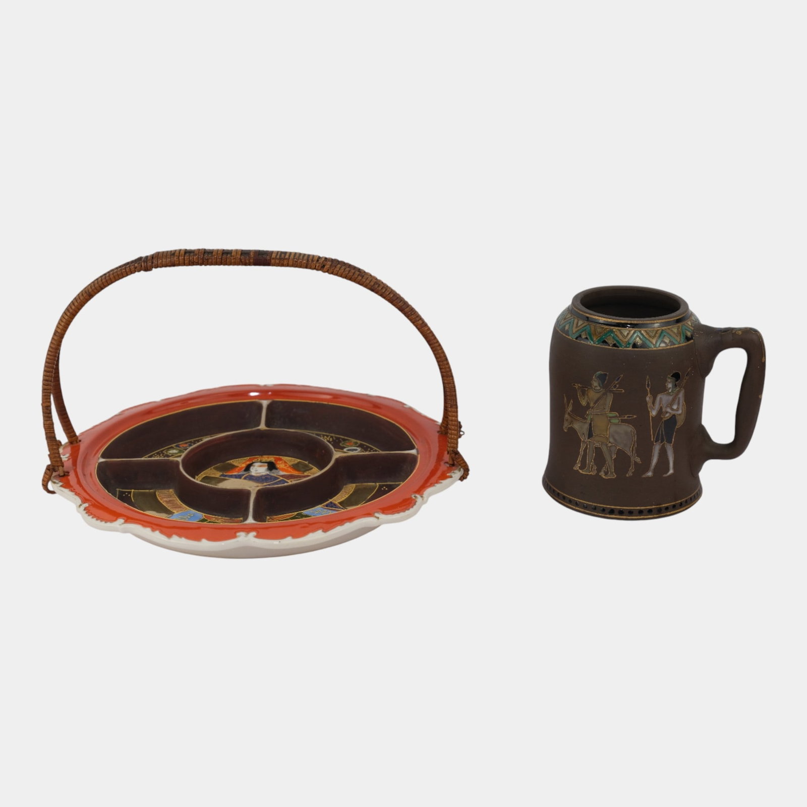 Morimura Brothers Japanese Egyptian Mug Nippon Divided Handled Serving Tray (1 of 7)