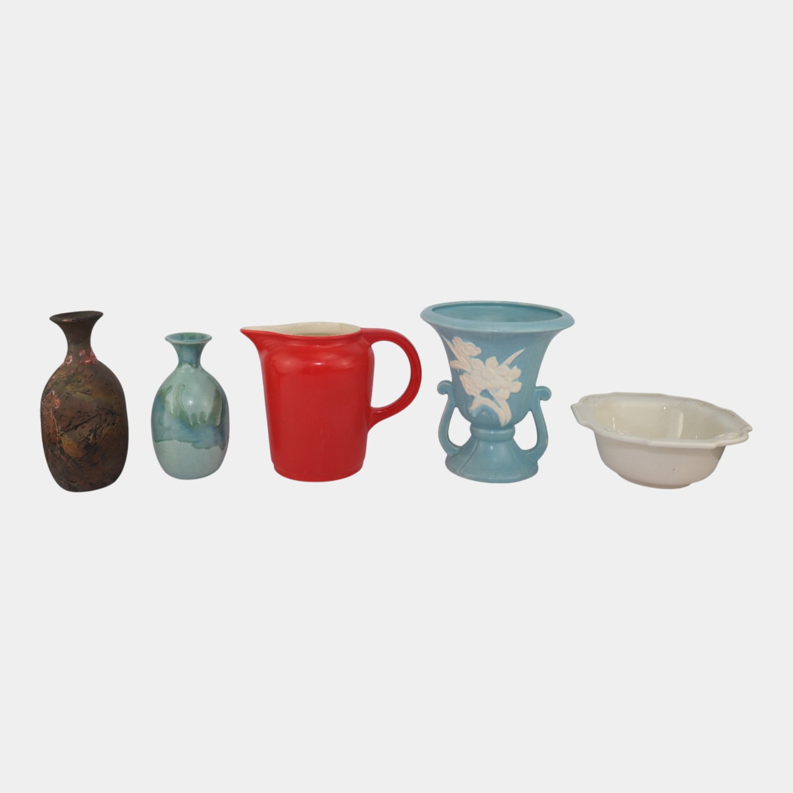 Weller Floral Vase Universal Cambridge Red Pitcher Mancer Pottery Bowl Bud Vases (1 of 8)