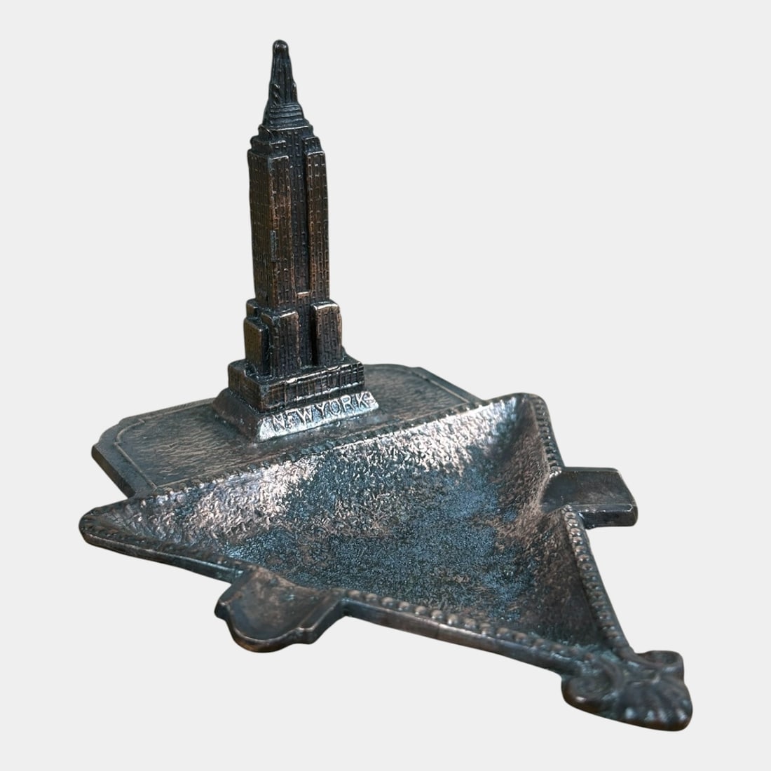 Bronze Tone Metal Vintage Art Deco Empire State Building Souvenir Ashtray (1 of 4)