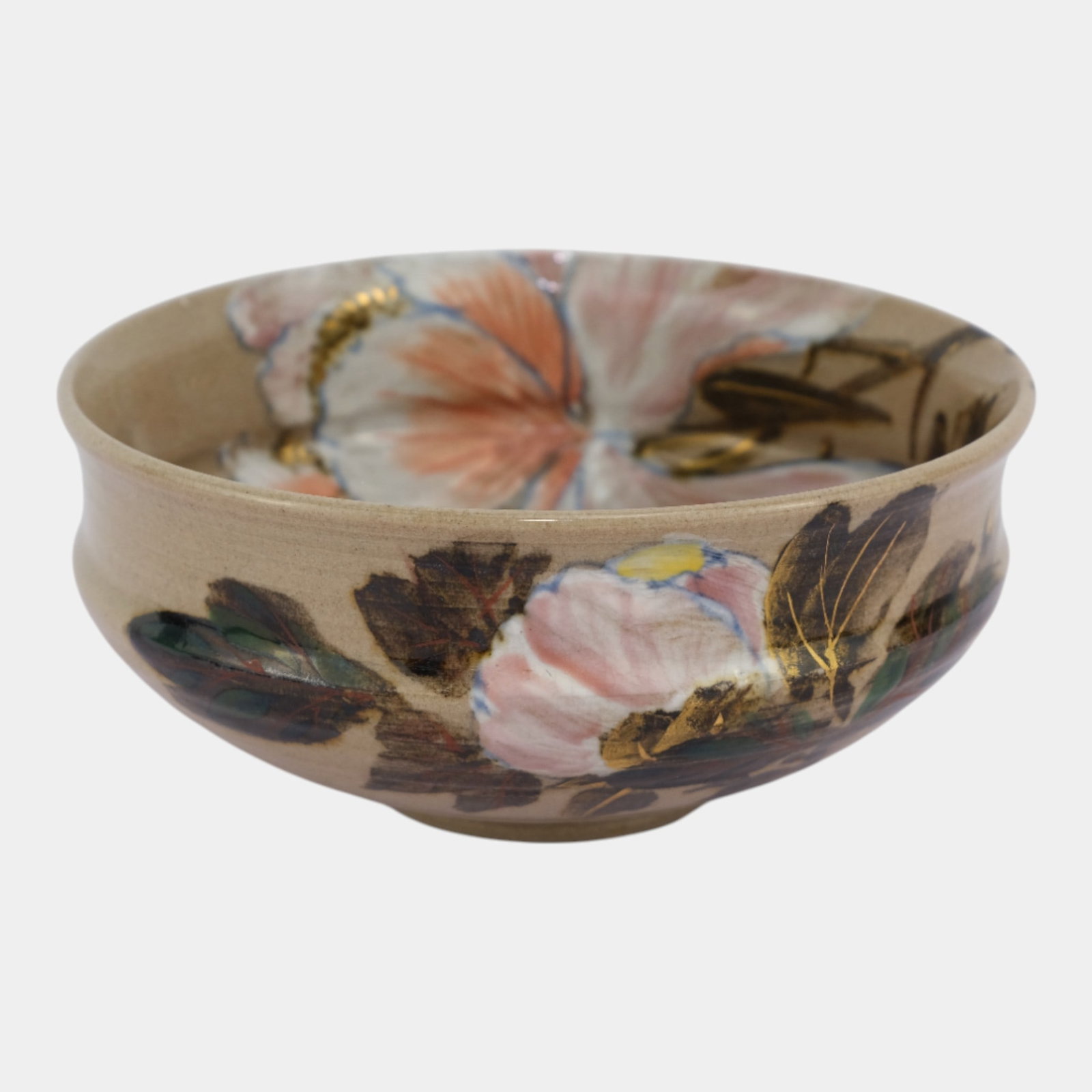 Kiyomizu Rokubei Japanese Kyoto Art Pottery Leaf Floral Decorated Bowl (1 of 8)