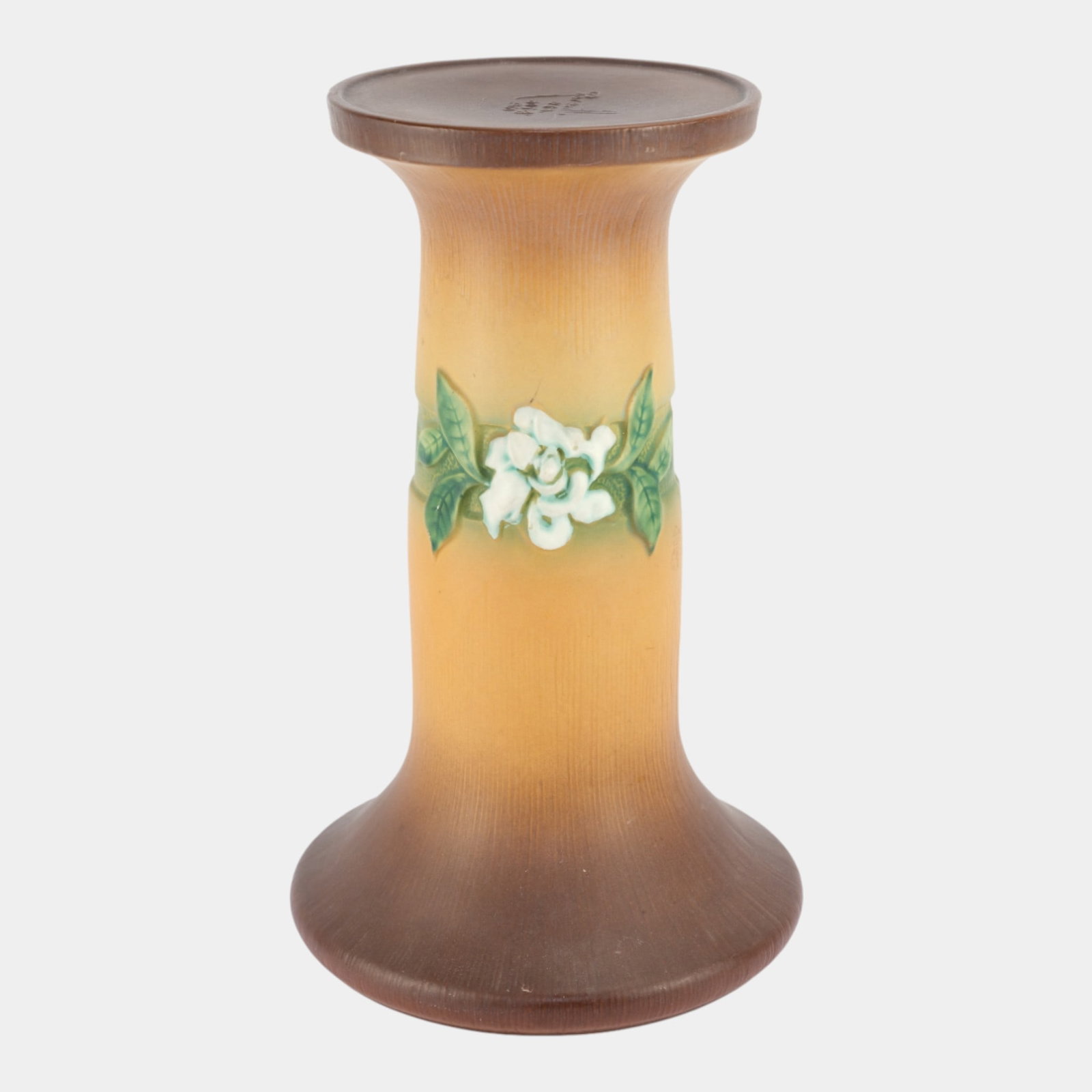 Roseville Gardenia Tan 1950 Mid Century Modern Art Pottery Pedestal 605-8: We offer affordable in-house shipping on all items.For higher resolution images please visit bid.craftedauctions.com Roseville Gardenia Tan 1950 Mid Century Modern Art Pottery Pedestal 605-8 Gracefull