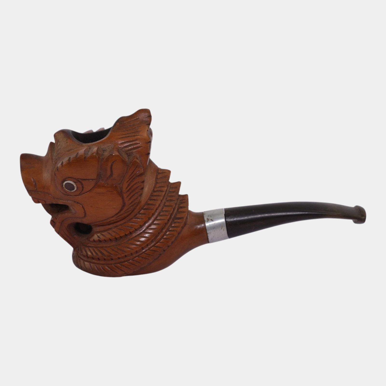 Hand Carved Wooded Chinese Foo Dog Mid Century Smoking Pipe (1 of 3)