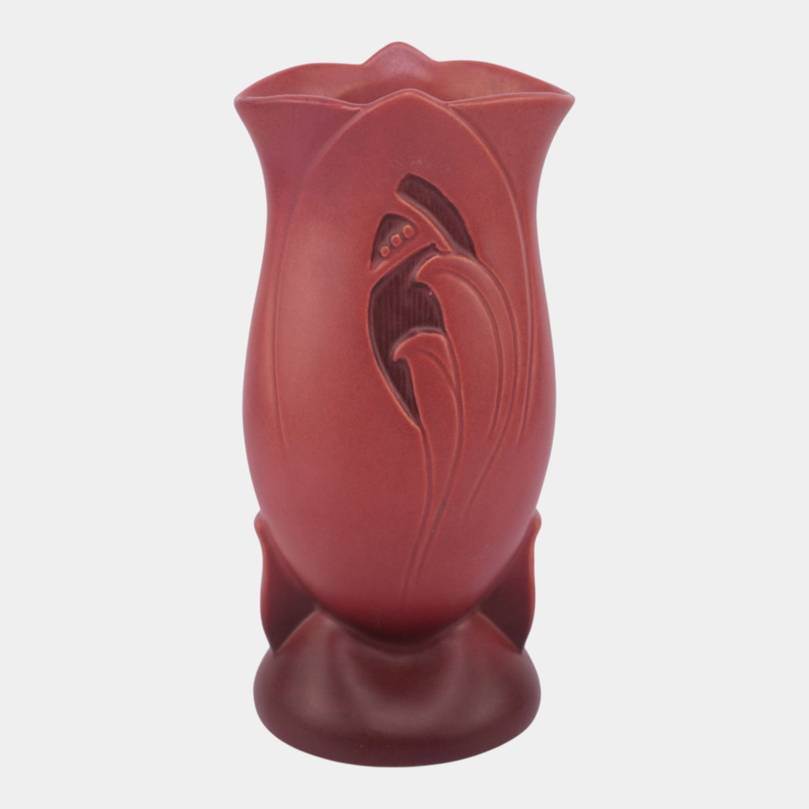 Roseville Silhouette Red 1950 Mid Century Modern Art Pottery Ceramic Vase 785-9 (1 of 8)