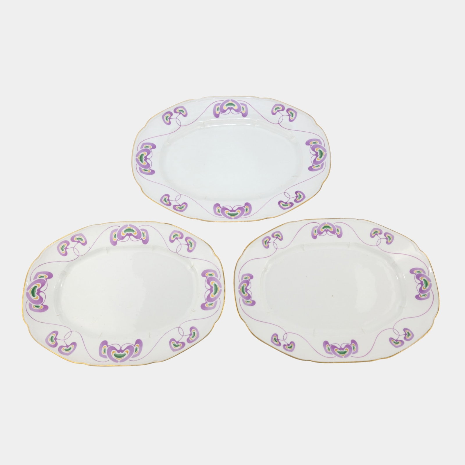 Richard Ginori Italian Gold Rimmed Art Nouveau Decorated China Serving Platters (1 of 4)