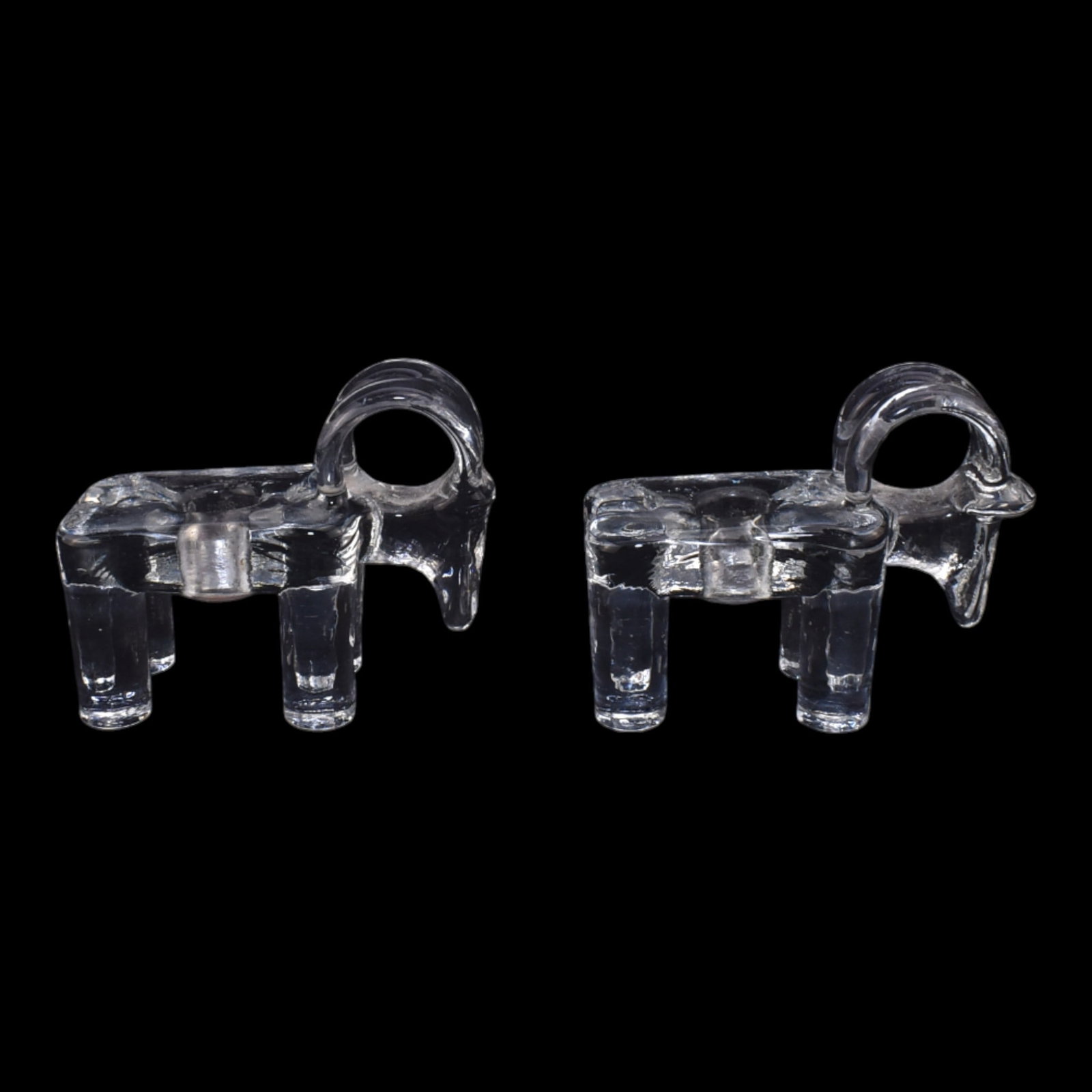 Bertil Vallien For Kosta Boda Sweden Art Glass Julbock Yule Goat Candleholders (1 of 4)