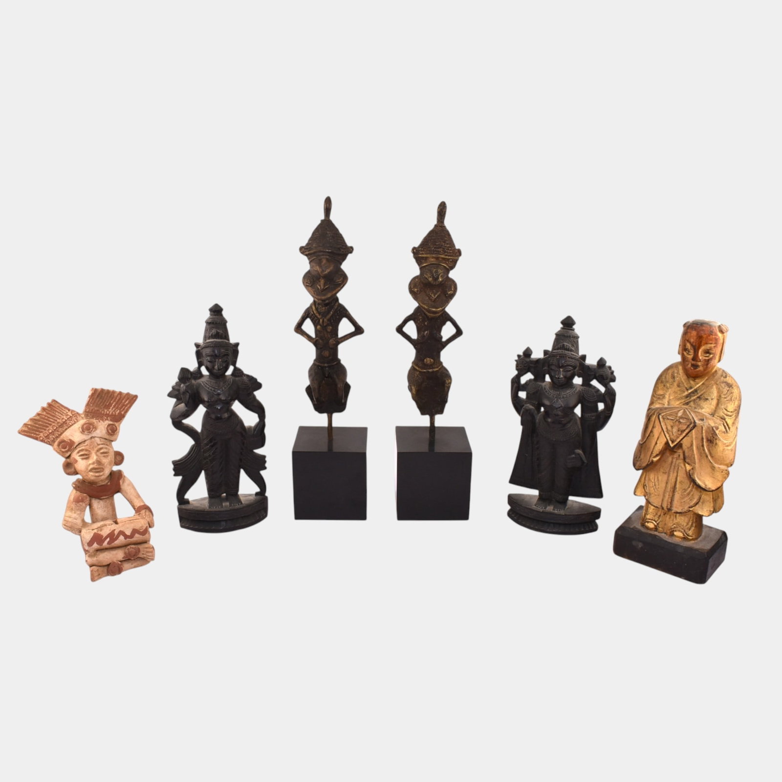 Aztec, Hindu, & African Tribal And Religious Vintage Figurines Wood Bronze Clay: We offer affordable in-house shipping on all items.For higher resolution images please visit bid.craftedauctions.com Aztec, Hindu, & African Tribal And Religious Vintage Figurines Wood Bronze Clay Exc