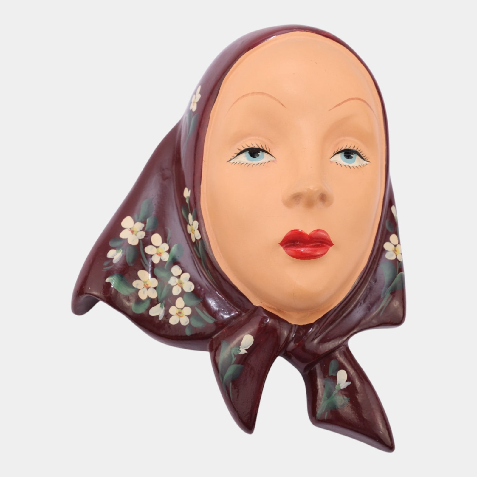 Vintage European Art Deco Hand Made Lady's Head Bust Figure Wall Plaque (1 of 3)