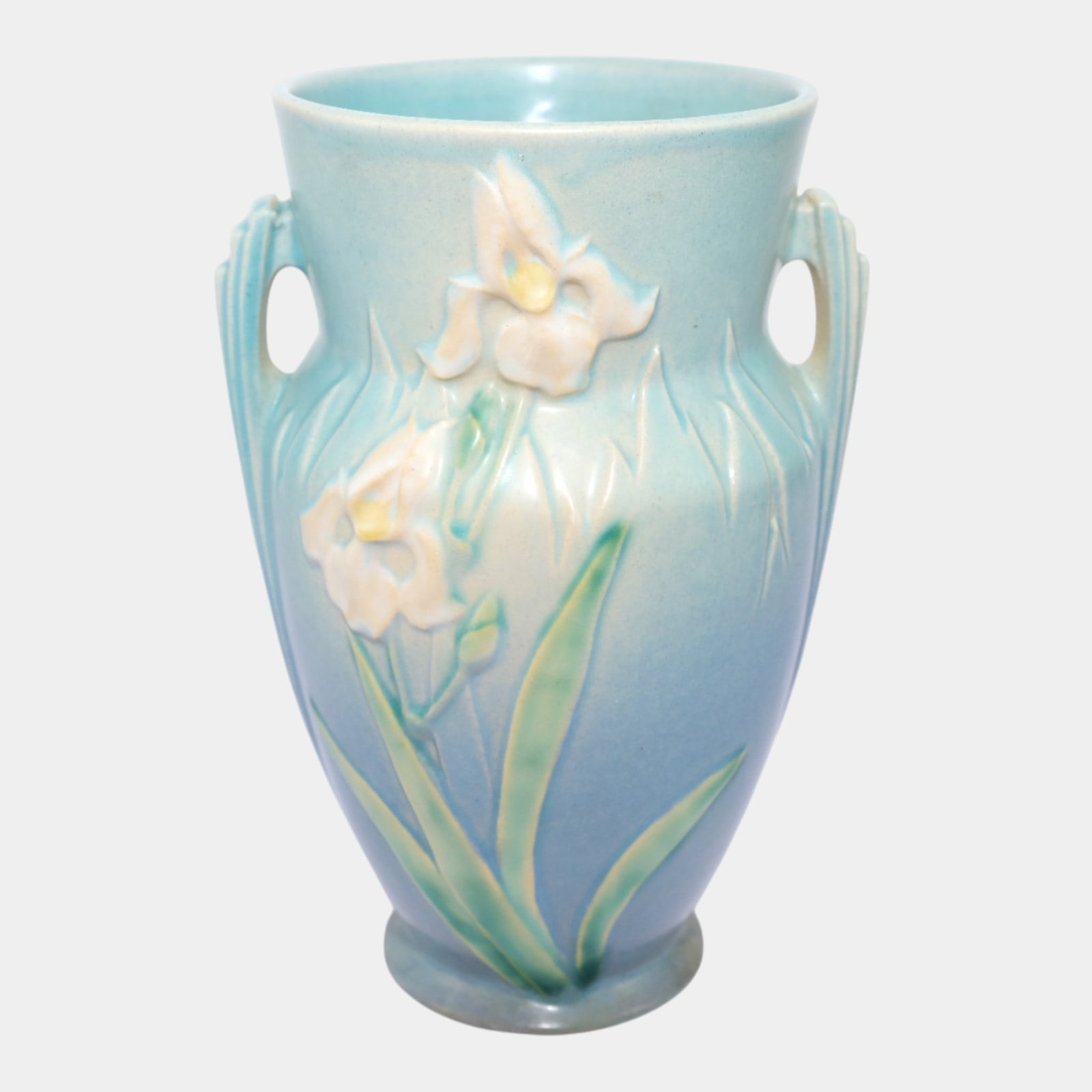 Roseville Iris Blue 1939 Vintage Art Pottery Ceramic Vase 921-8 (1 of 7)