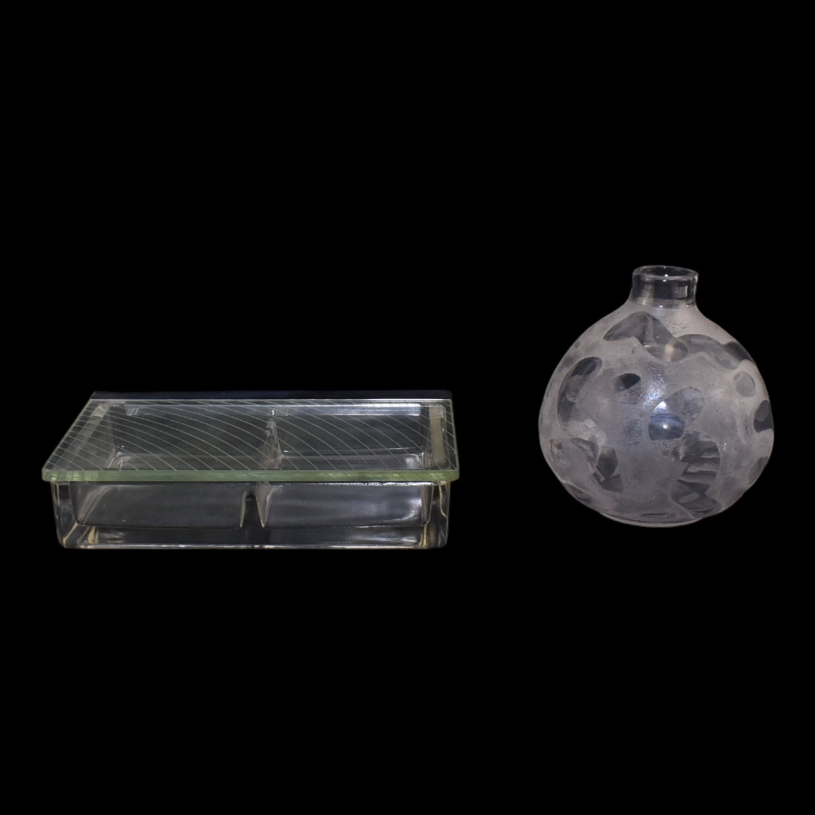Heisey Antartic Clear Glass Bottle Vase And Art Deco Clear Class Playing Card Box (1 of 5)