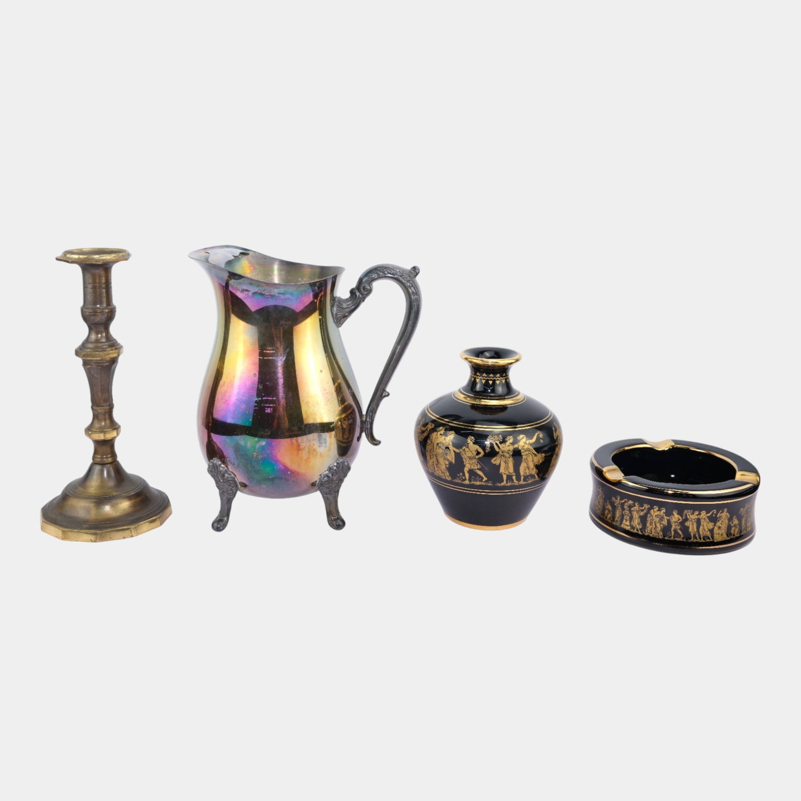 Leonard, Neofitou Kereamik, & Other Metal Ceramic Pitcher Candlestick Ashtray (1 of 8)
