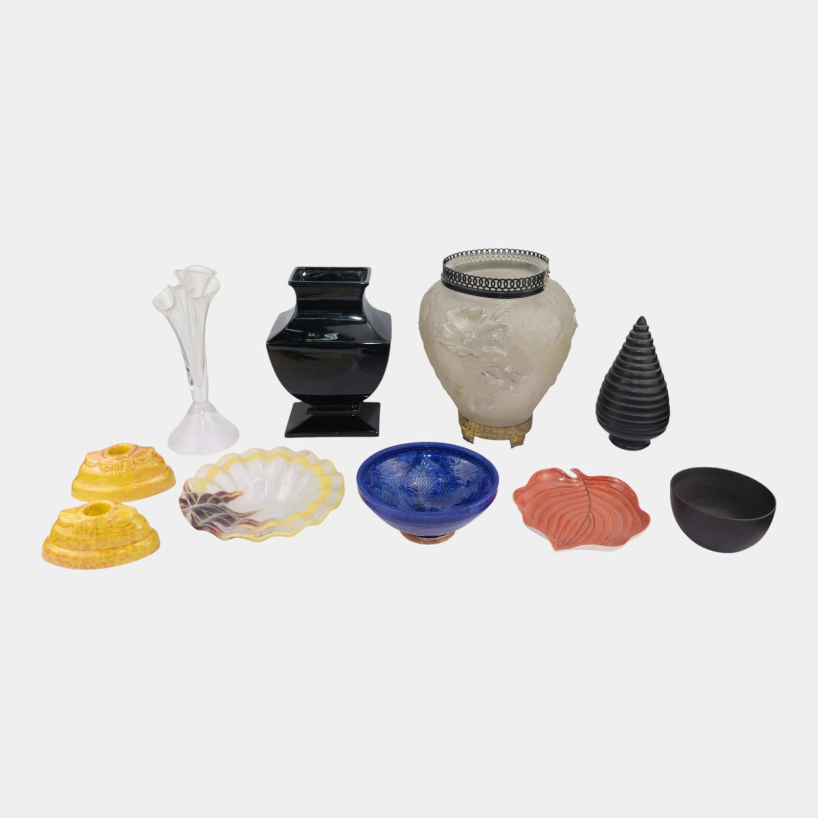 Wegwood, Carlton Ware, & Other Pottery And Glass Vases Bowls Candle Holders (1 of 8)