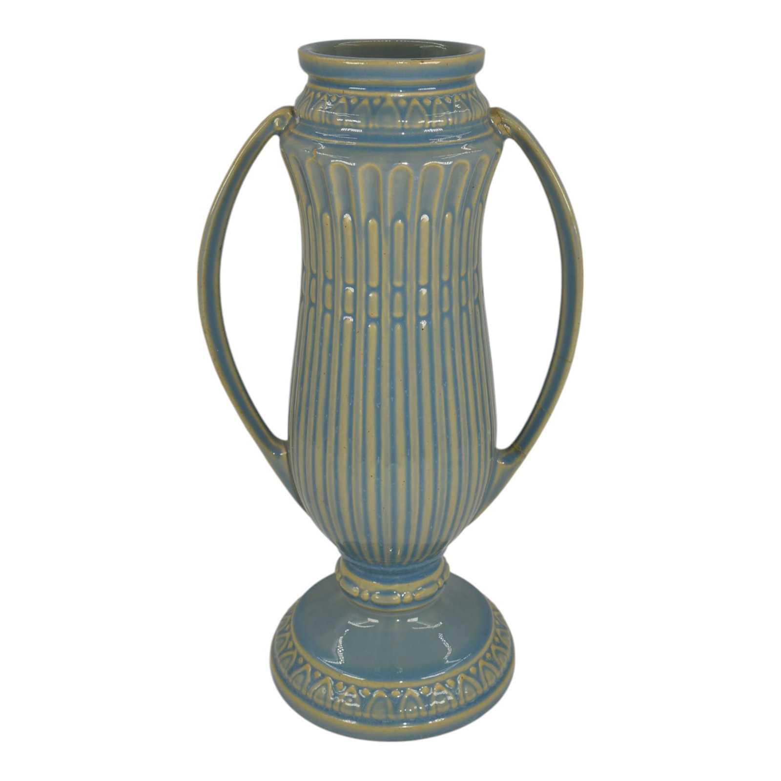 Roseville Savona 1928 Vintage Art Deco Pottery Blue Ceramic Vase 377-11 (1 of 6)