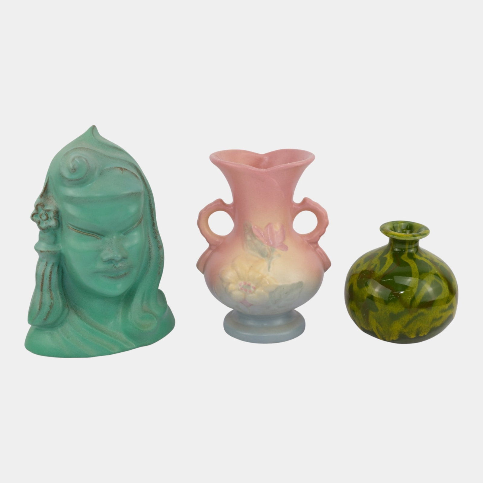 Roseville, Hull, California Originals Art Pottery Figural Candleholder And Vases (1 of 5)