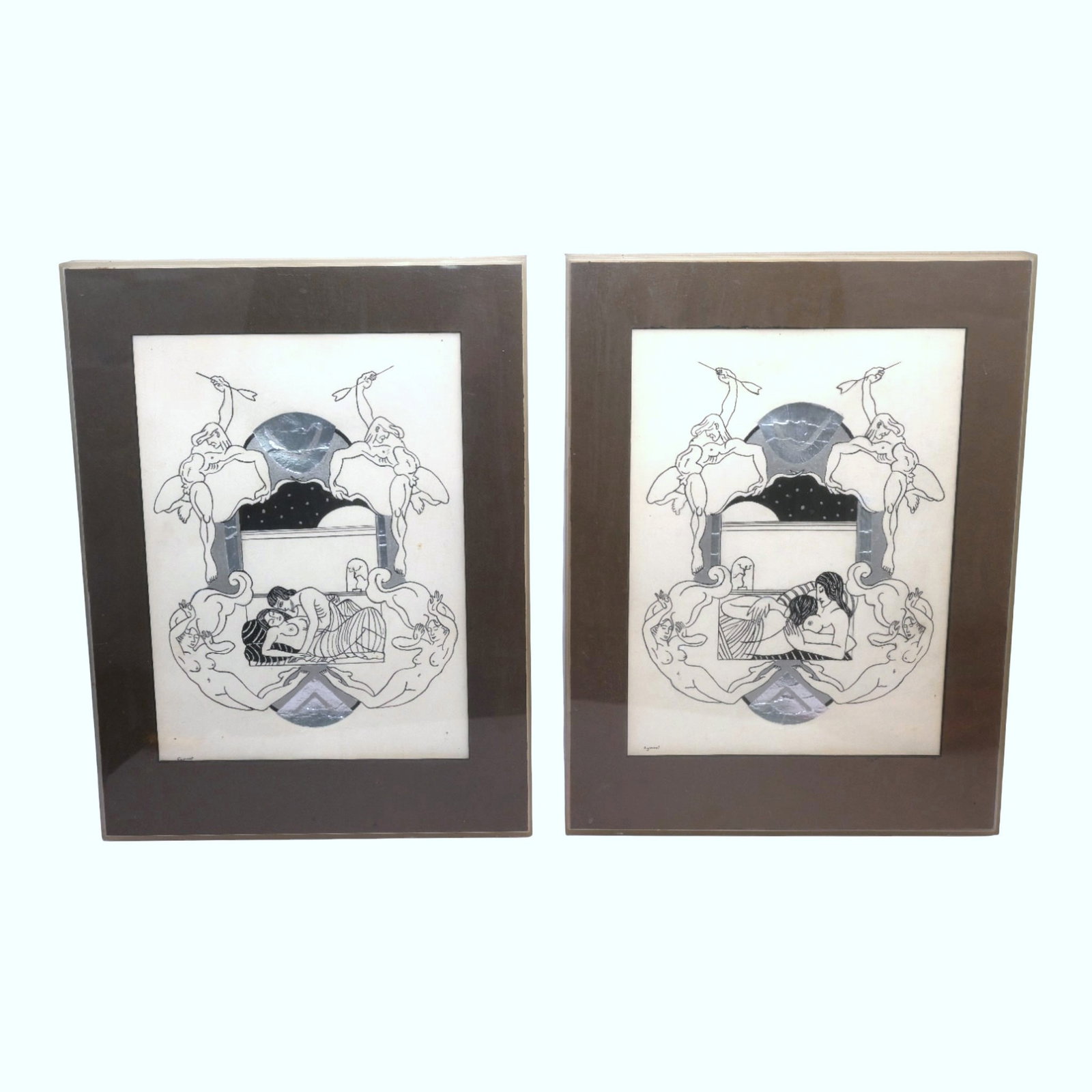 David & Bathsheba 1984 Dual Figural Composition Framed Prints Signed Egmont (1 of 7)