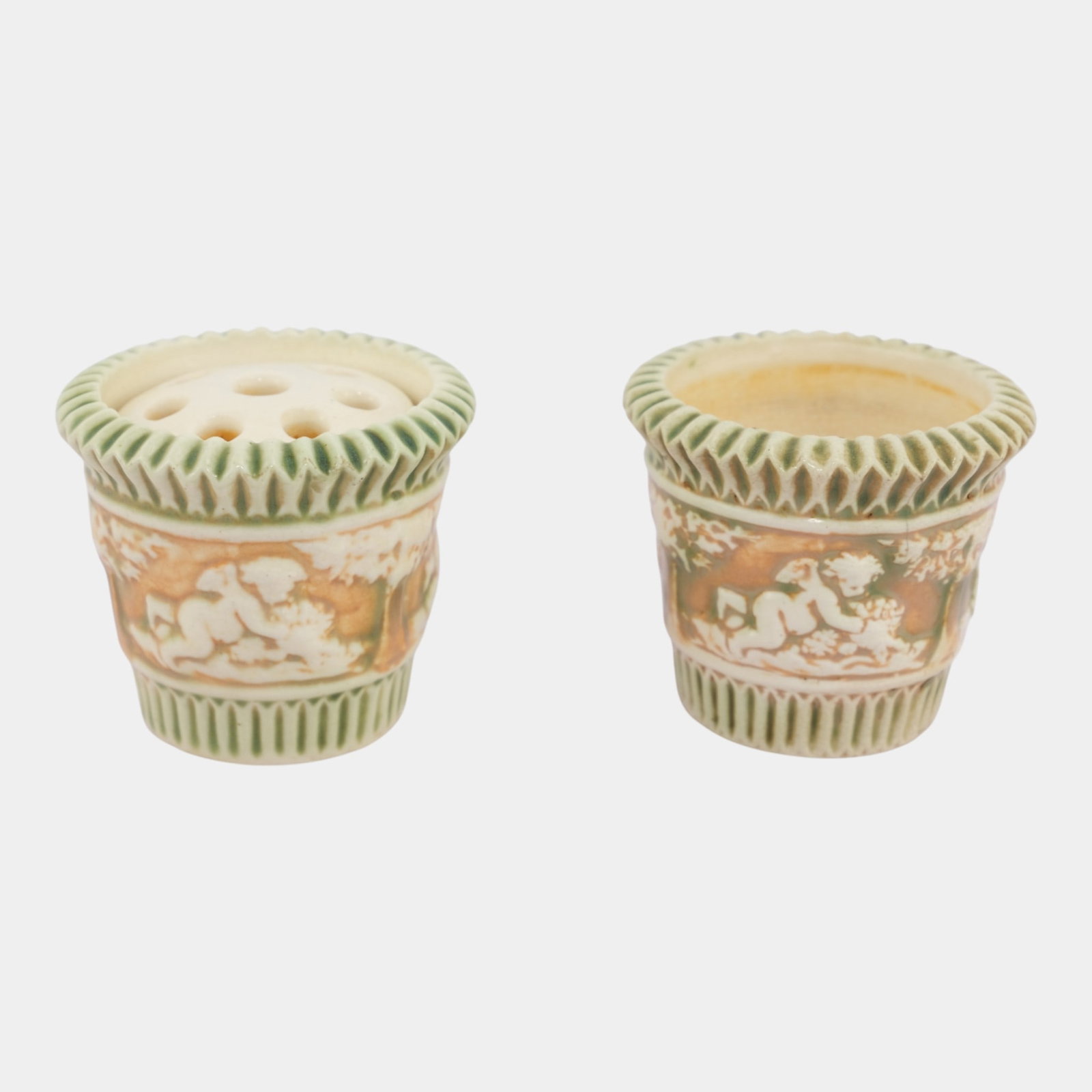 Roseville Donatello 1916 Vintage Art Pottery Ceramic Flower Frog Pots (1 of 7)