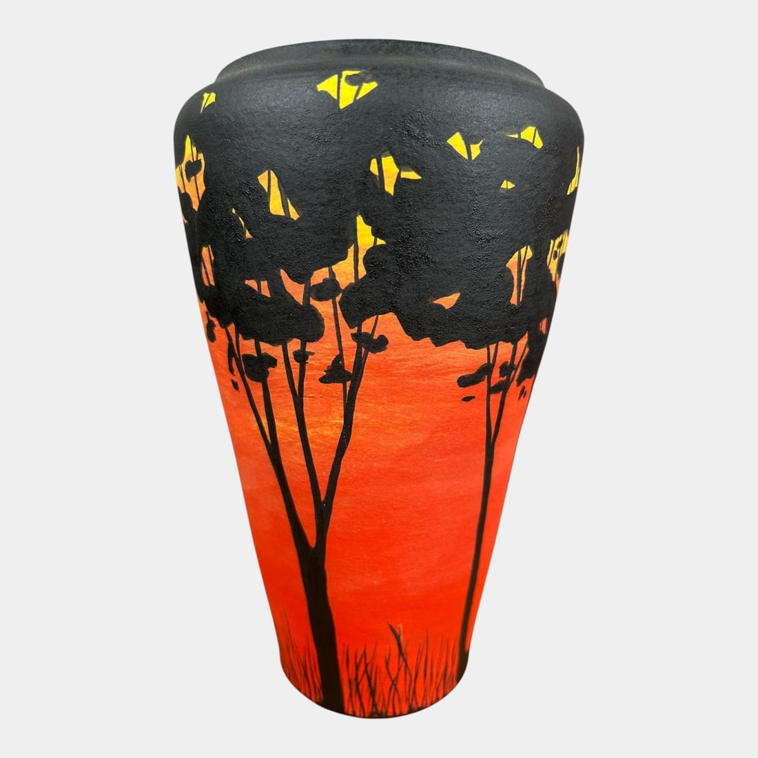 Thomas Skupniewitz 2016 Wisconsin Studio Art Pottery Red Black Scenic Sunset Vase: We offer affordable in-house shipping on all items.For higher resolution images please visit bid.craftedauctions.com Thomas Skupniewitz 2016 Wisconsin Studio Art Pottery Red Black Scenic Sunset Vase E