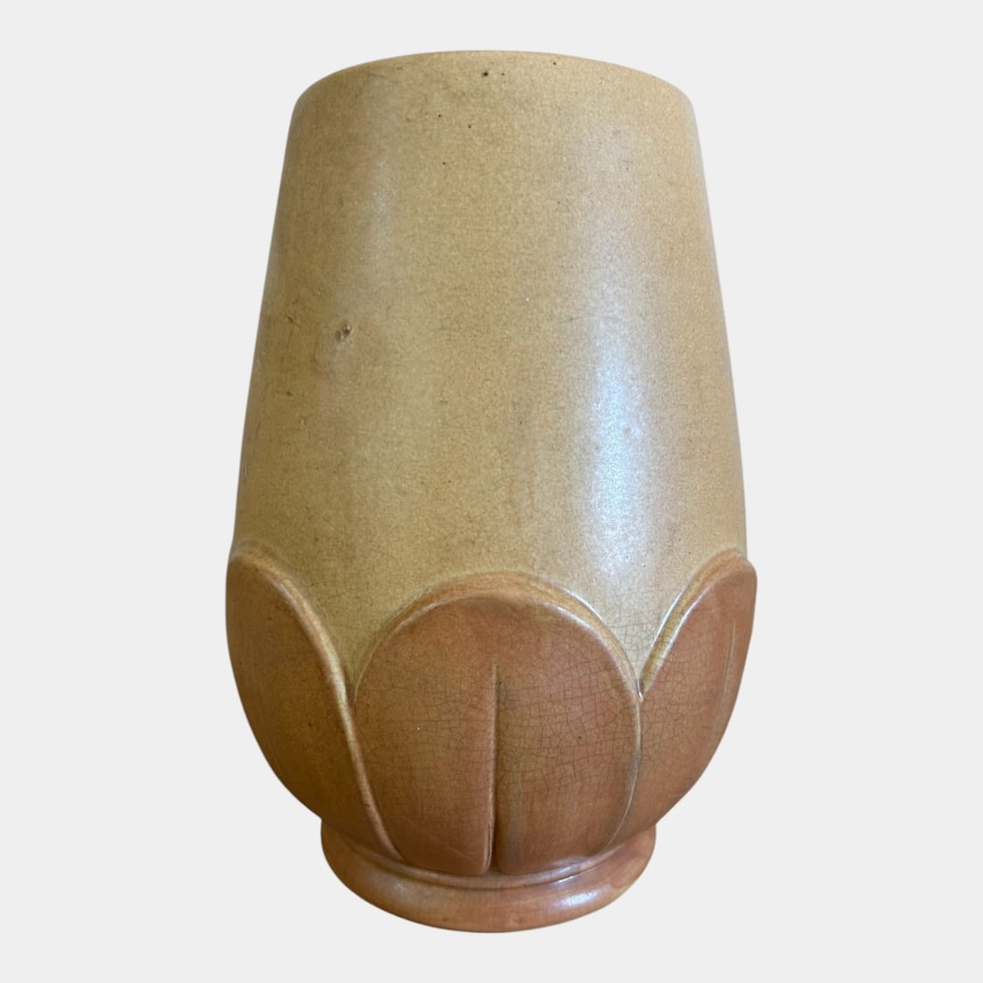 Weller Manhattan Early 1930s Vintage Art Pottery Matte Brown Leaves Ceramic Vase (1 of 6)