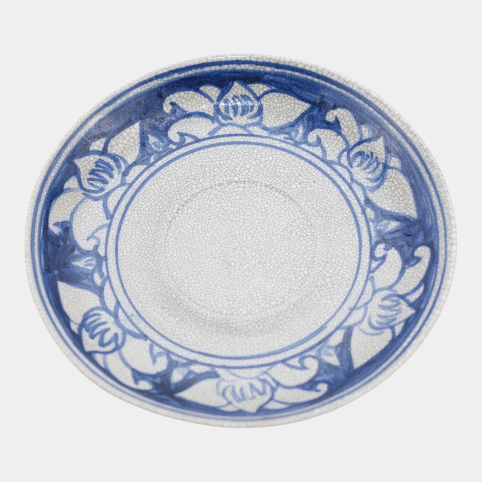 Dedham Pottery 1929-1943 Arts And Crafts Pottery Blue Magnolia Ceramic Saucer (1 of 6)