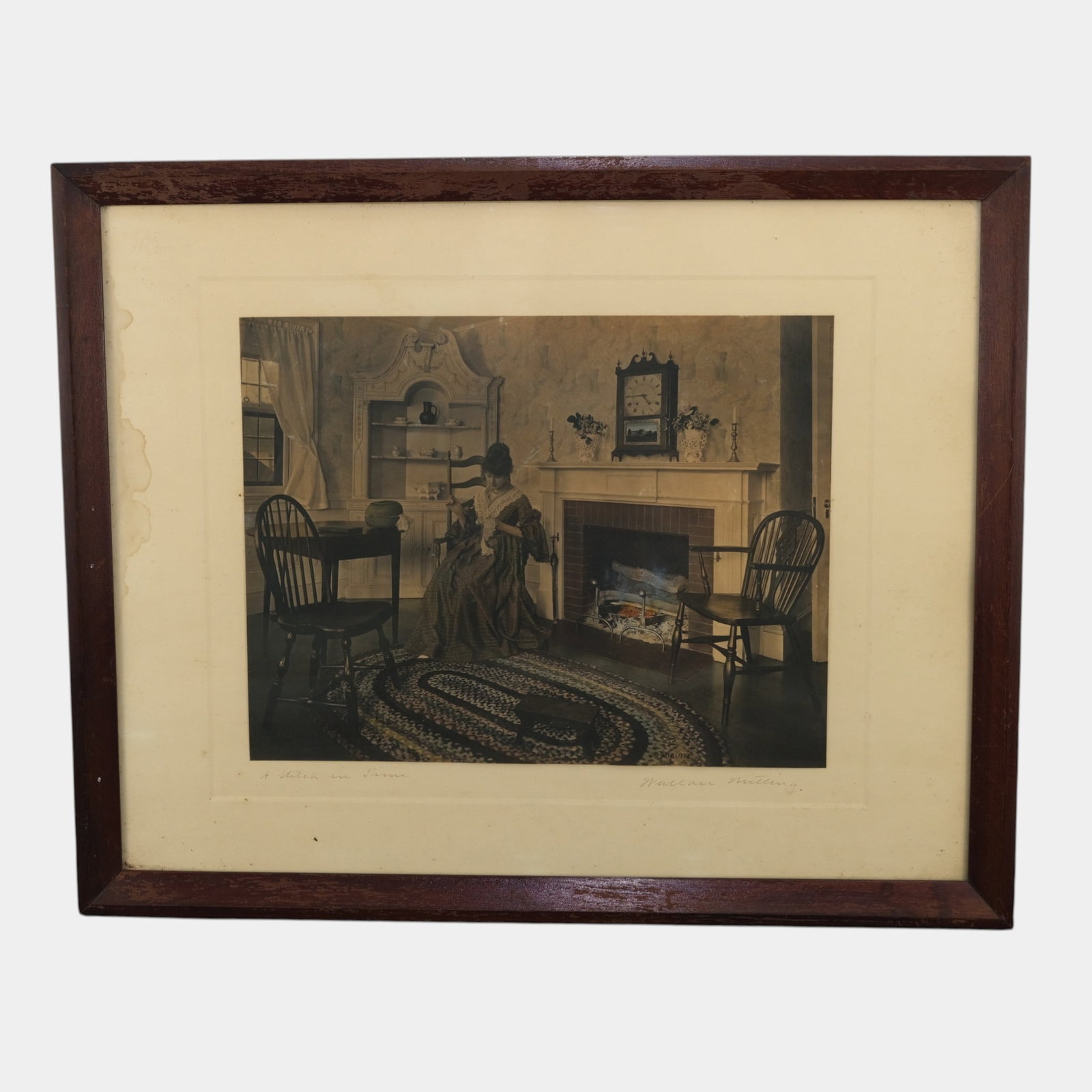Wallace Nutting (American 1861-1941) "A Stitch In Time" Framed Signed Print (1 of 8)
