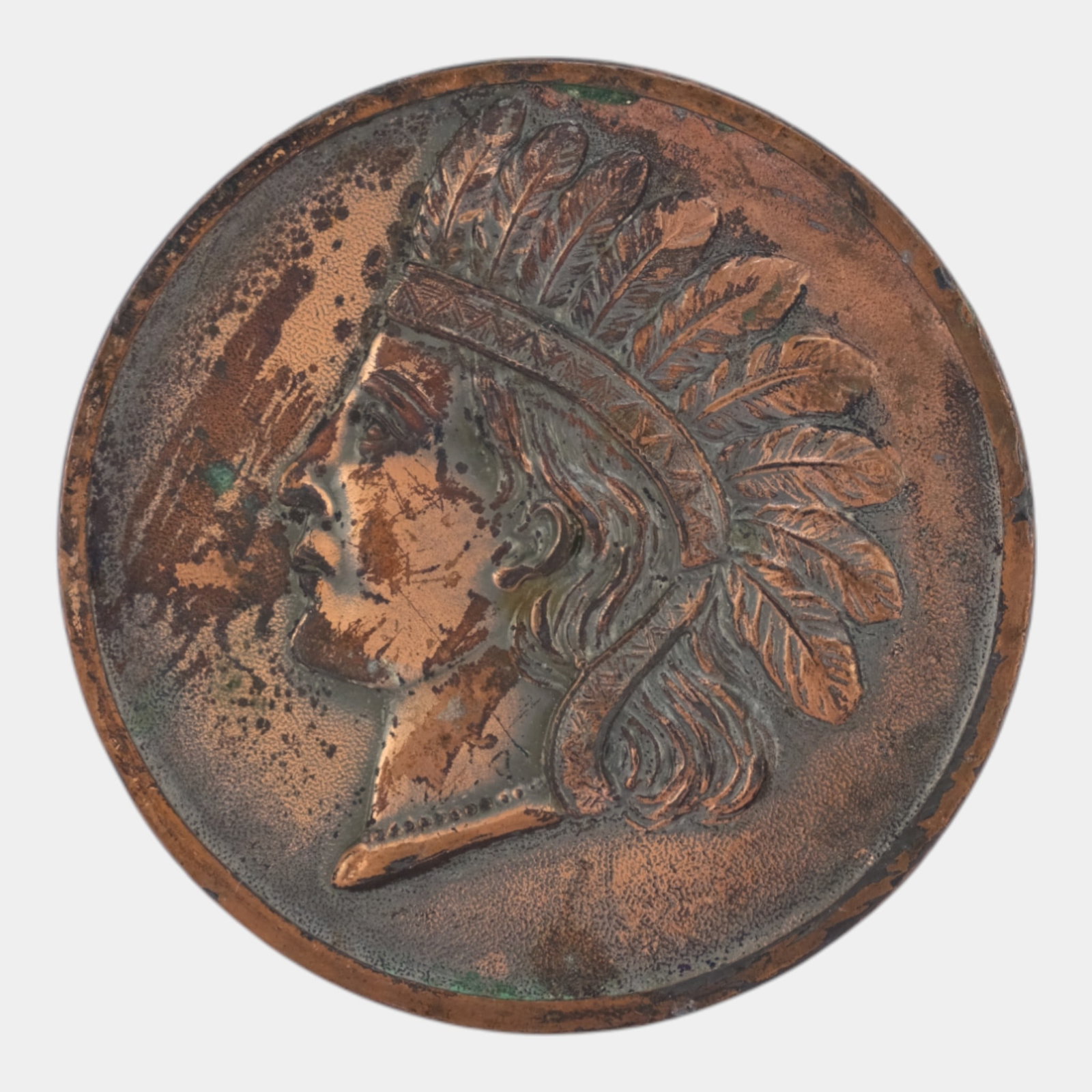 1860-1909 Lady Liberty Native American Headdress Souvenir Penny of Mankato, MN: We offer affordable in-house shipping on all items.For higher resolution images please visit bid.craftedauctions.com 1860-1909 Lady Liberty Native American Headdress Souvenir Penny of Mankato, MN Exce