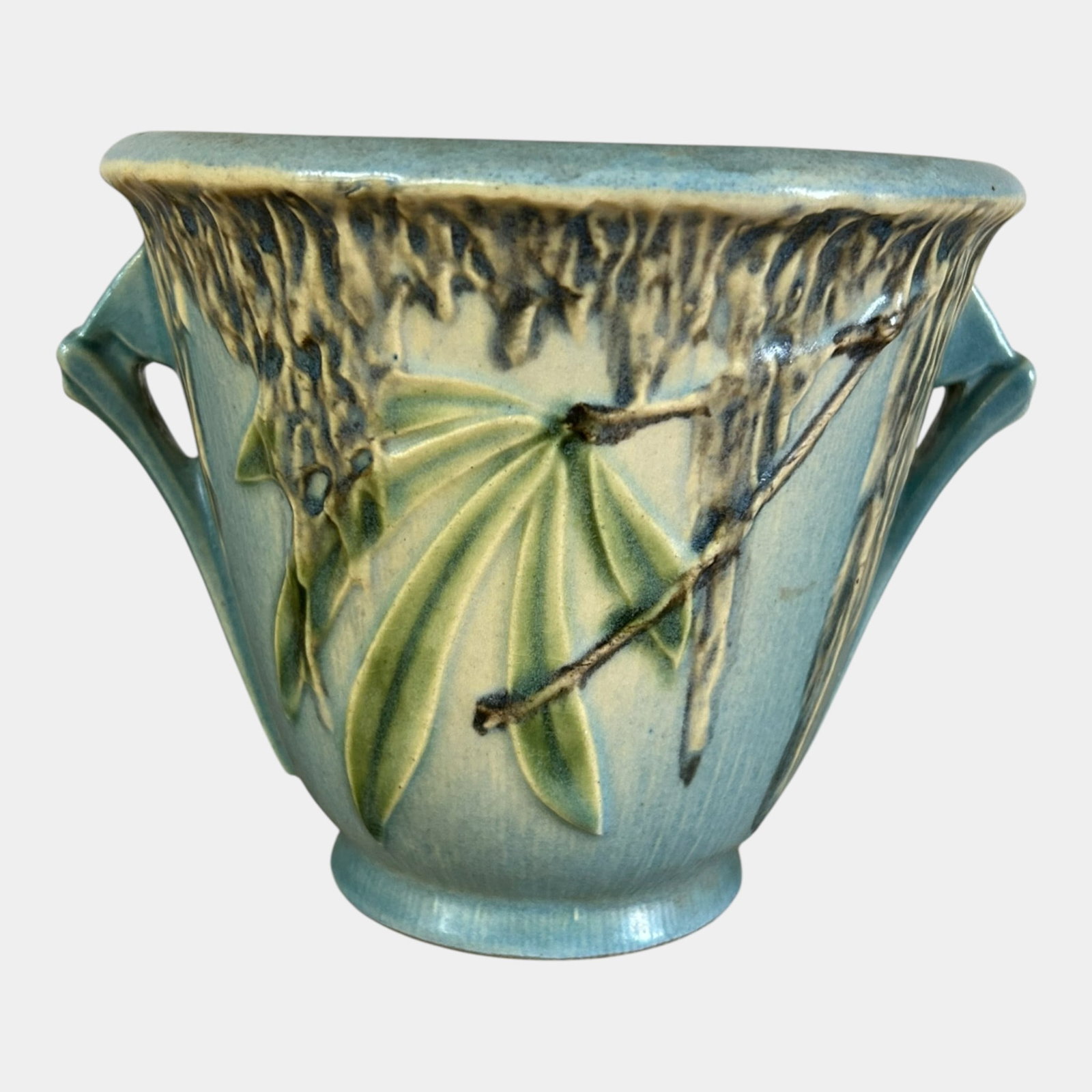 Roseville Moss Blue 1936 Vintage Art Pottery Ceramic Flower Pot Planter 637-5 (1 of 6)