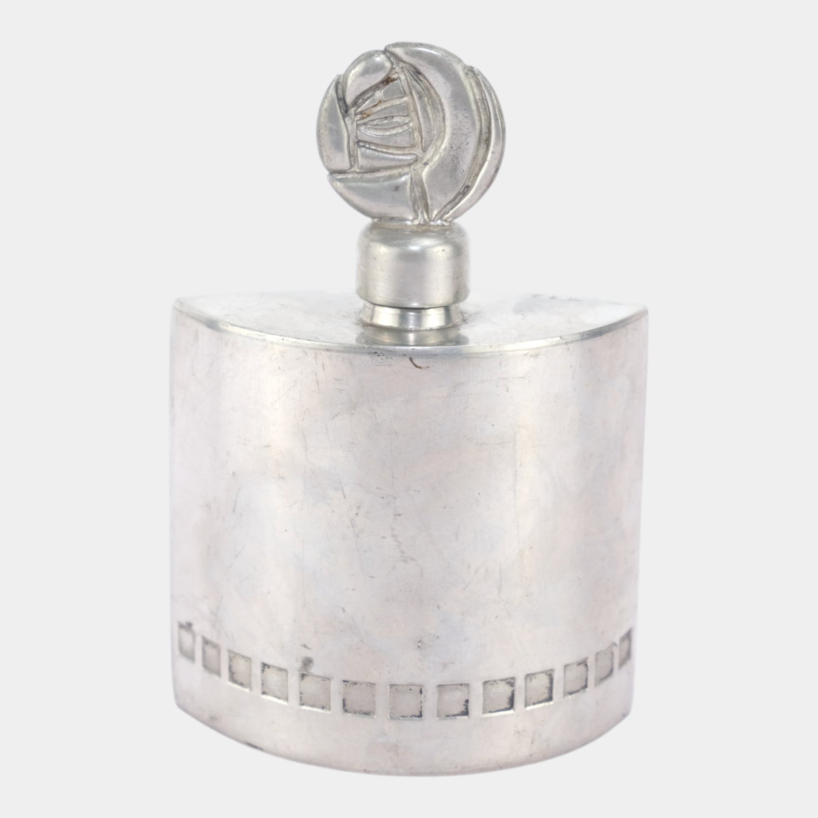 Charles Rennie Mackintosh English Art Deco Stylized Rose Topper Pewter Flask (1 of 7)