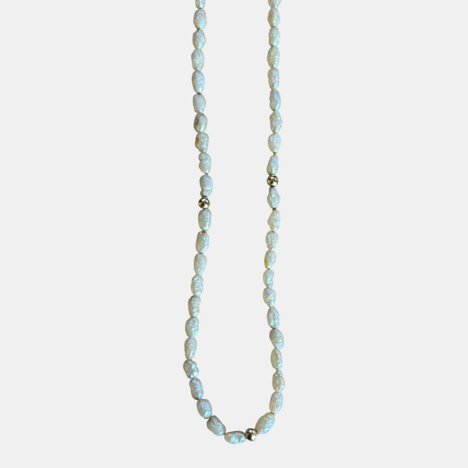 14K Gold Clasp & Beads With Fresh Water Pearls 24" Long Necklace: We offer affordable in-house shipping on all items.For higher resolution images please visit bid.craftedauctions.com 14K Gold Clasp & Beads With Fresh Water Pearls 24" Long Necklace This 24-inch neckl