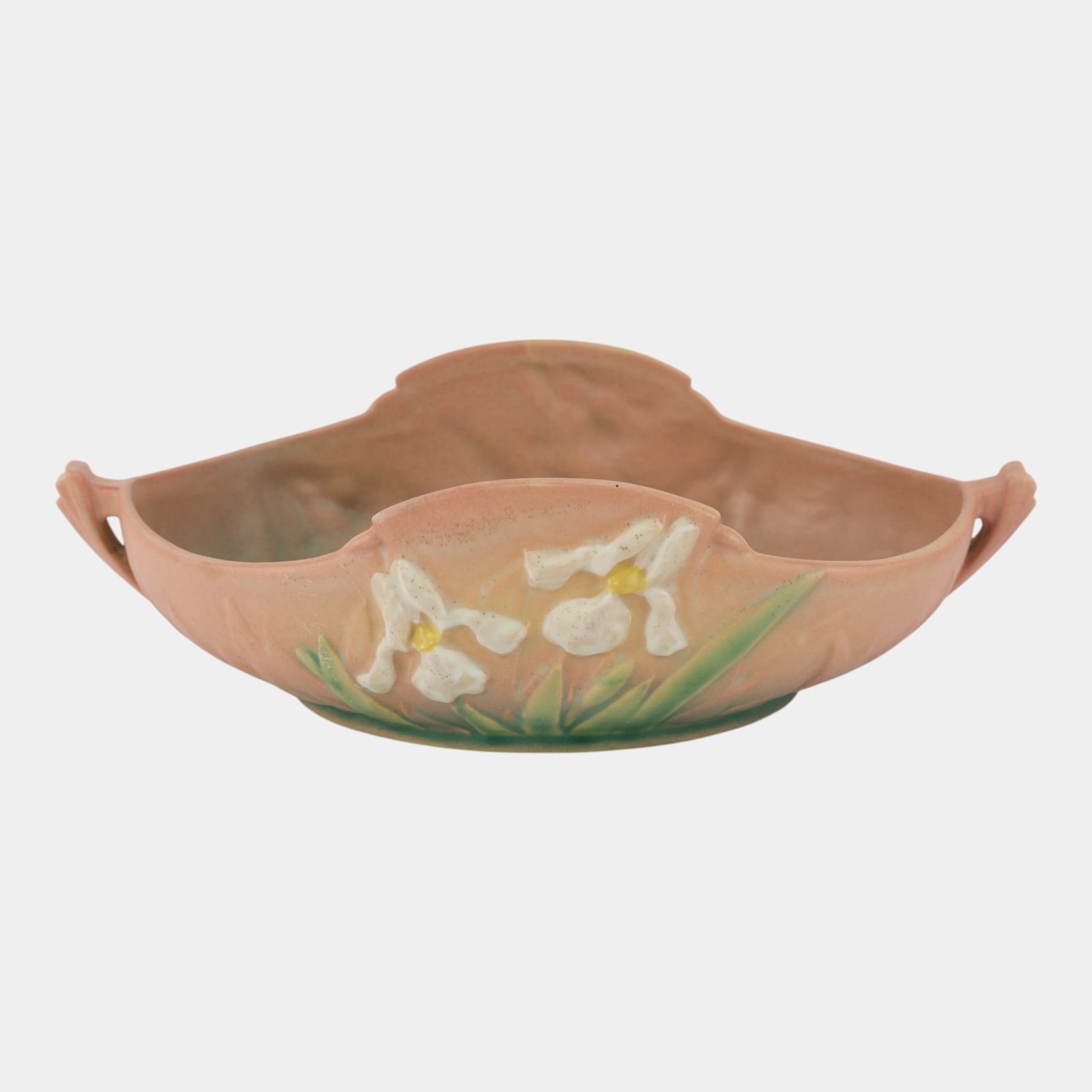 Roseville Iris Pink 1939 Vintage Art Deco Pottery Ceramic Console Bowl 362-10: We offer affordable in-house shipping on all items.For higher resolution images please visit bid.craftedauctions.com Roseville Iris Pink 1939 Vintage Art Deco Pottery Ceramic Console Bowl 362-10 Excel
