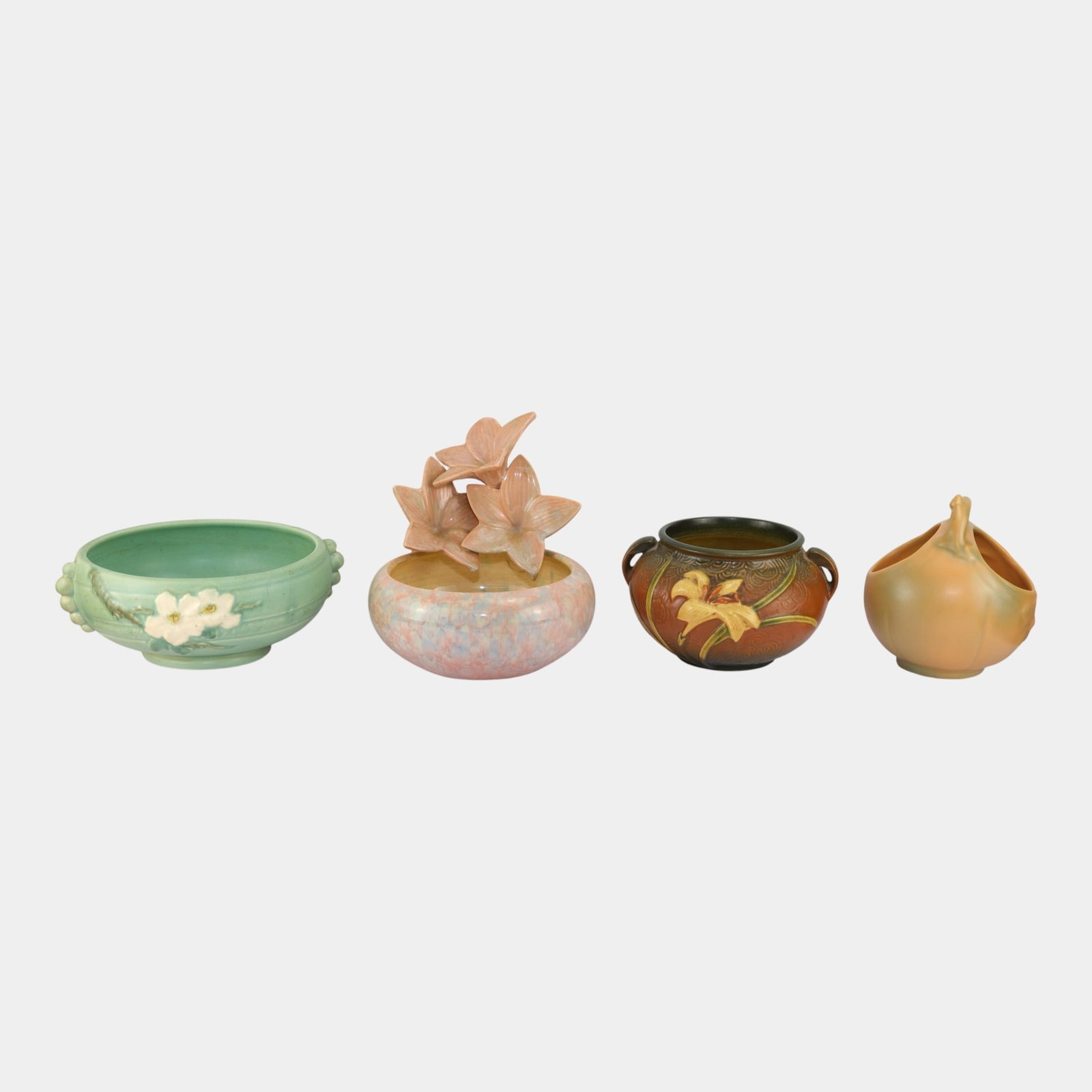 Royal Haeger Flower Bowl Roseville Zephyr Lily Jardiniere Weller Bowl Planter Vase: We offer affordable in-house shipping on all items.For higher resolution images please visit bid.craftedauctions.com Royal Haeger Flower Bowl Roseville Zephyr Lily Jardiniere Weller Bowl Planter Vase 