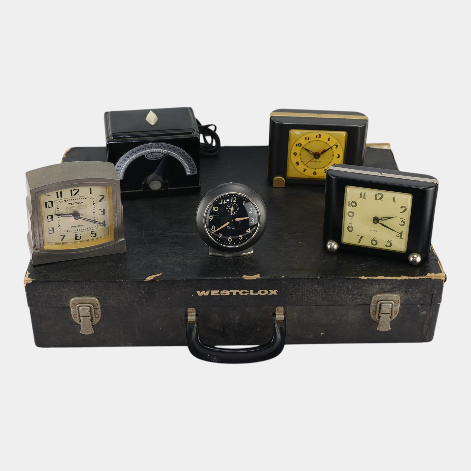 Westclox Mid Century 1960s Clock Salesman Traveling Sample Suitcase, Clocks, & Metronome (1 of 5)