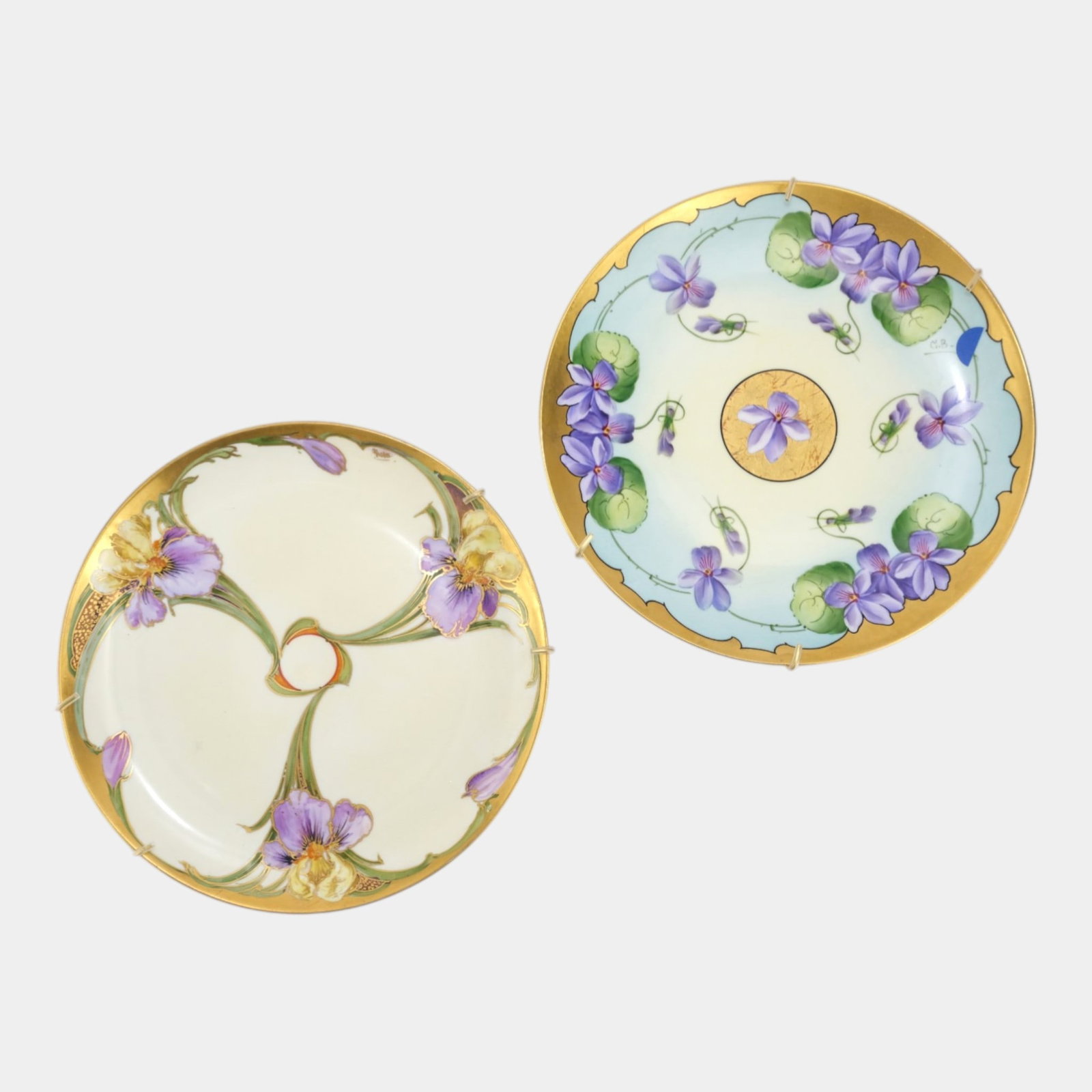 JH. Brauer & Haviland Stouffer French Limoges Hand Painted Floral Decorated Porcelain Plates (1 of 7)