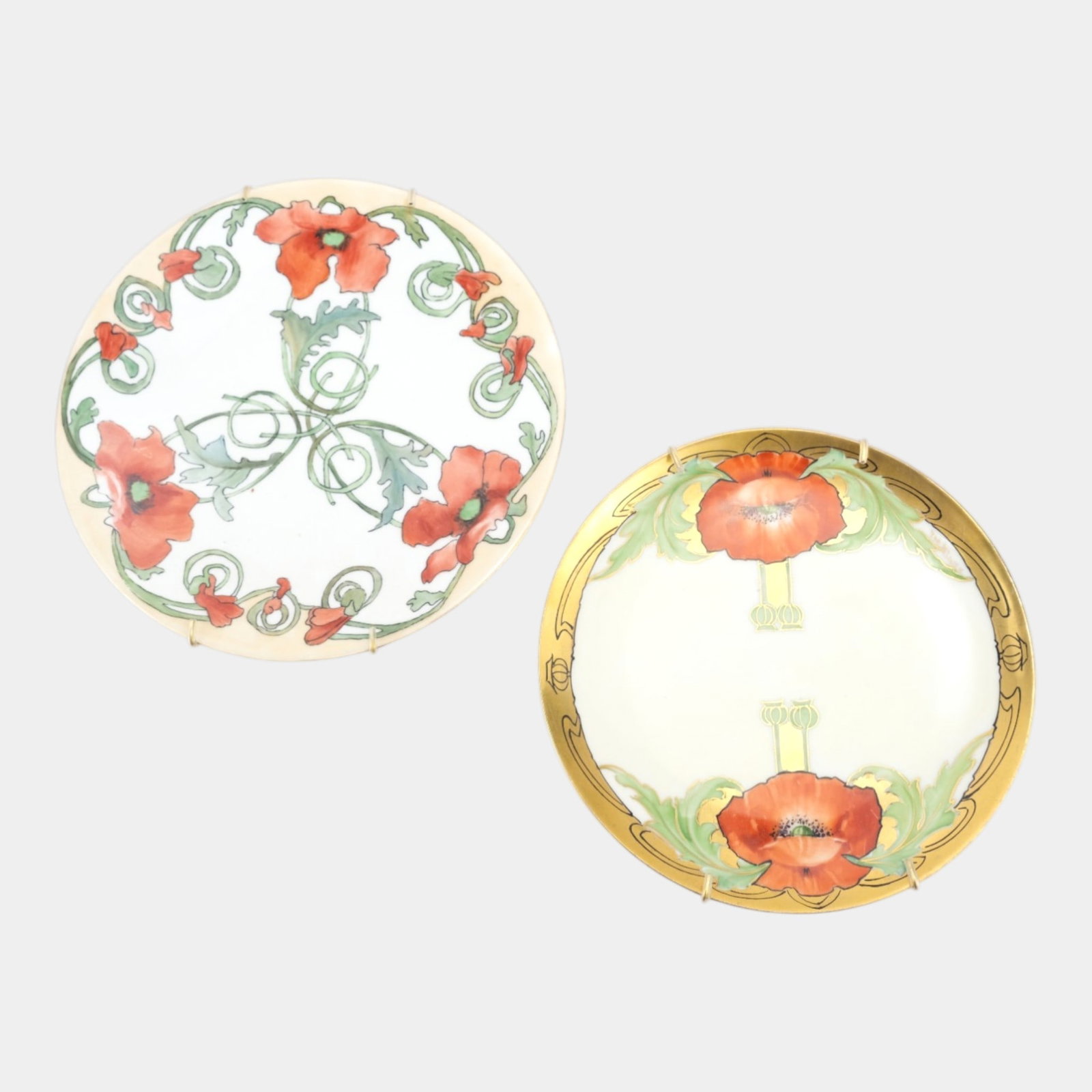 Haviland Stouffer & JP French Limoges Hand Painted Red Floral Porcelain Plates: We offer affordable in-house shipping on all items.For higher resolution images please visit bid.craftedauctions.com Haviland Stouffer & JP French Limoges Hand Painted Red Floral Porcelain Plates Exce
