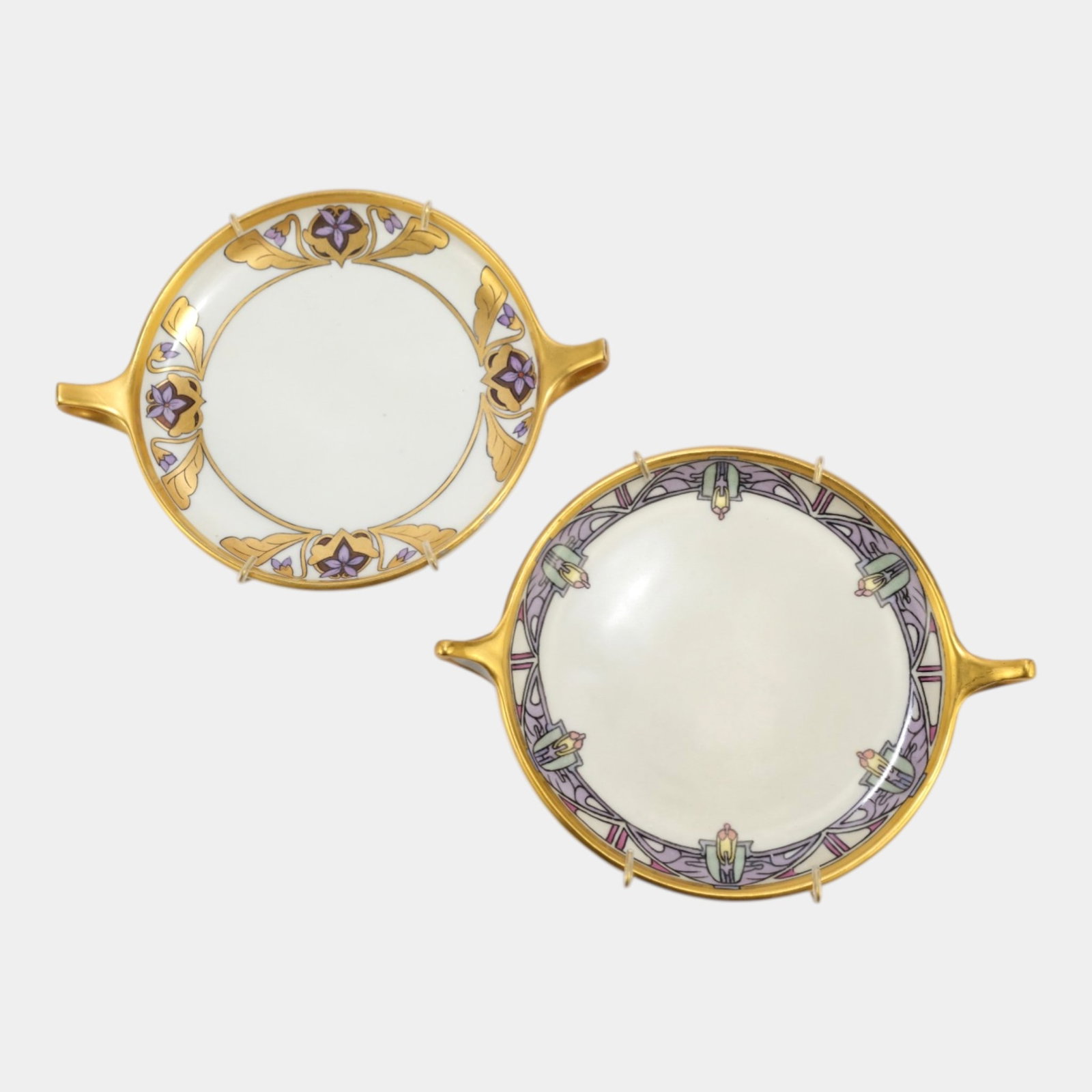Rosenthal Selb Bavaria Donatello Art Nouveau Purple Floral Beetle Porcelain Handled Plates (1 of 4)