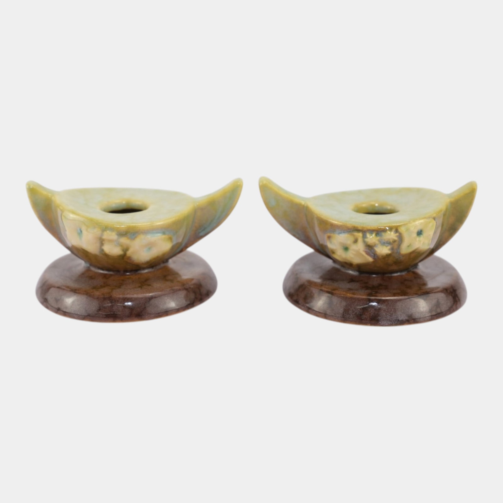 Roseville Wincraft Green 1948 Mid Century Modern Pottery Candle Holders 251 (1 of 6)