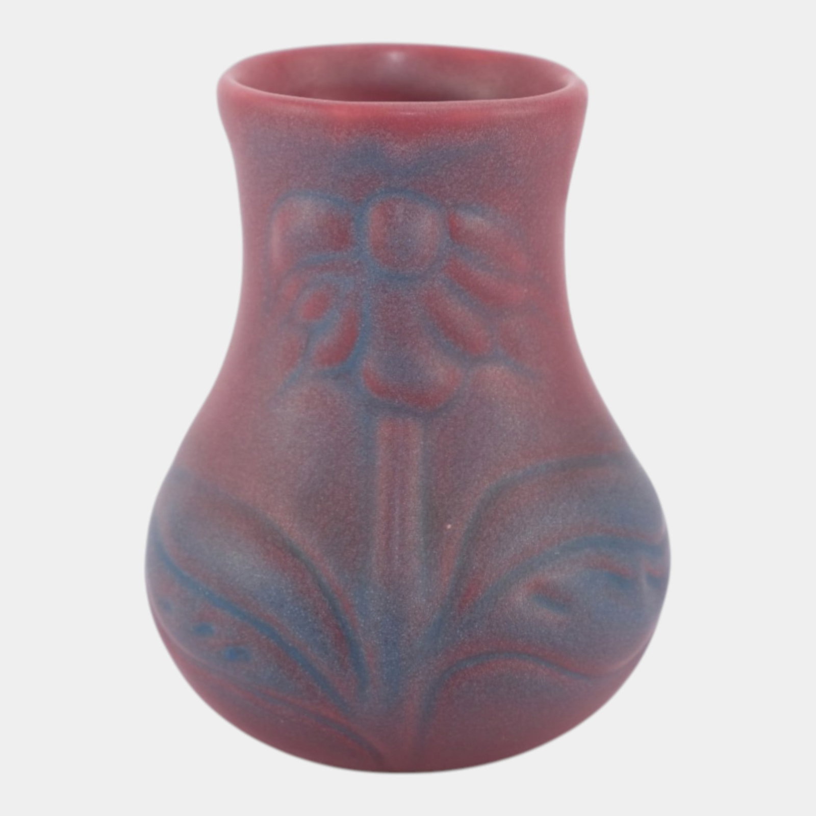 Van Briggle 1940s Vintage Arts And Crafts Pottery Red Ceramic Flower Vase: We offer affordable in-house shipping on all items.For higher resolution images please visit bid.craftedauctions.com Van Briggle 1940s Vintage Arts And Crafts Pottery Red Ceramic Flower Vase Excellent