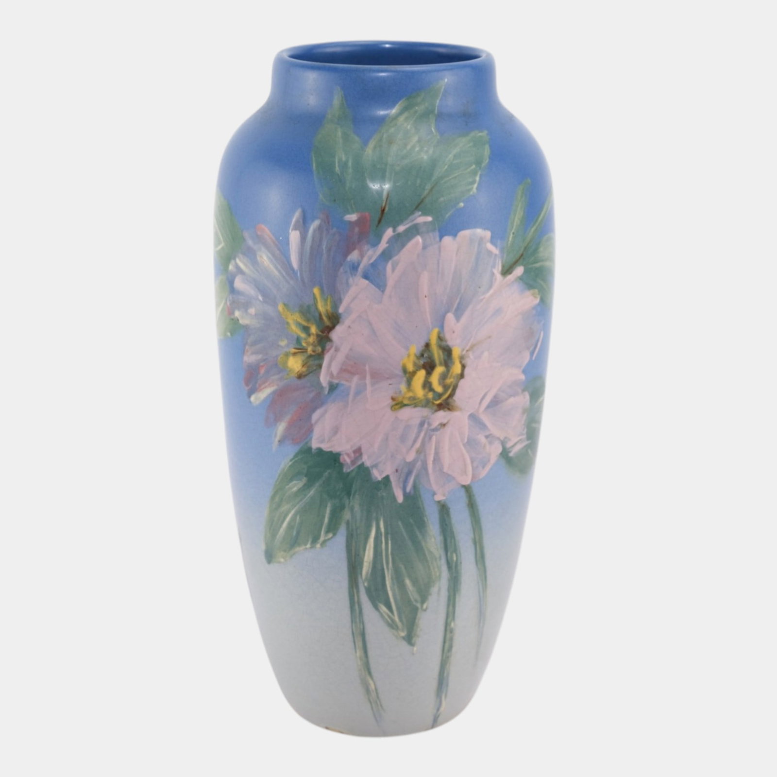 Weller Hudson 1920s Vintage Art Pottery Hand Painted Blue Floral Vase Pillsbury: We offer affordable in-house shipping on all items.For higher resolution images please visit bid.craftedauctions.com Weller Hudson 1920s Vintage Art Pottery Hand Painted Blue Floral Vase Pillsbury Bea