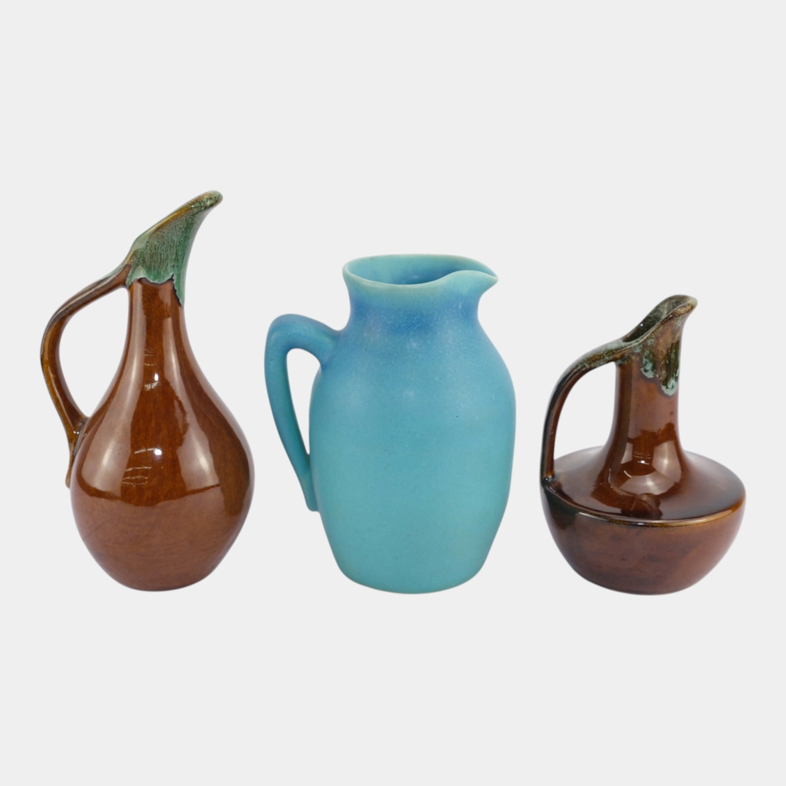 Van Briggle Vintage Mid Century Art Pottery Blue Hand Thrown Brown Ceramic Pitchers (1 of 6)