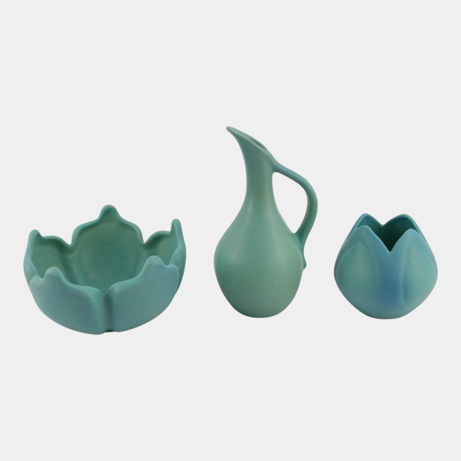 Van Briggle Vintage Art Pottery Turquoise Ewer Lotus Flower Bowl Tulip Vase (1 of 6)