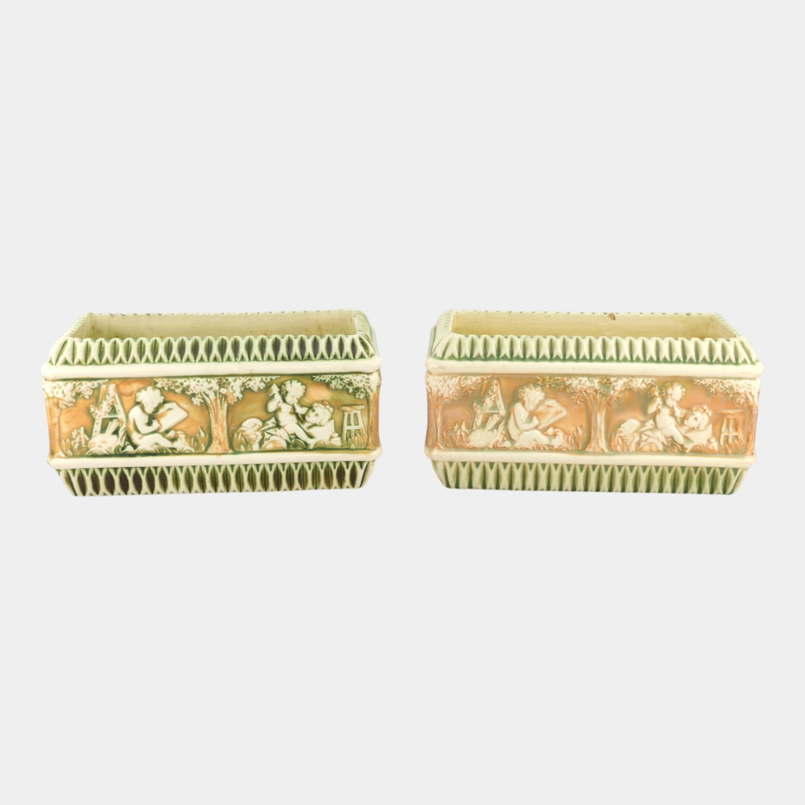 Roseville Donatello 1916 Vintage Art Pottery Ceramic Window Box Planters (1 of 9)
