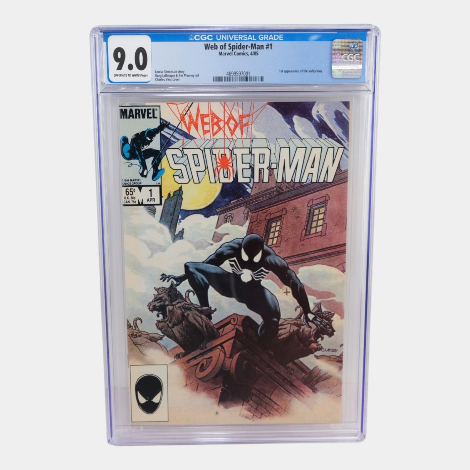 Web Of Spider-Man #1 CGC 9.0 OW/W Pages Key Comic Book First appearance of Vulturions (1 of 2)
