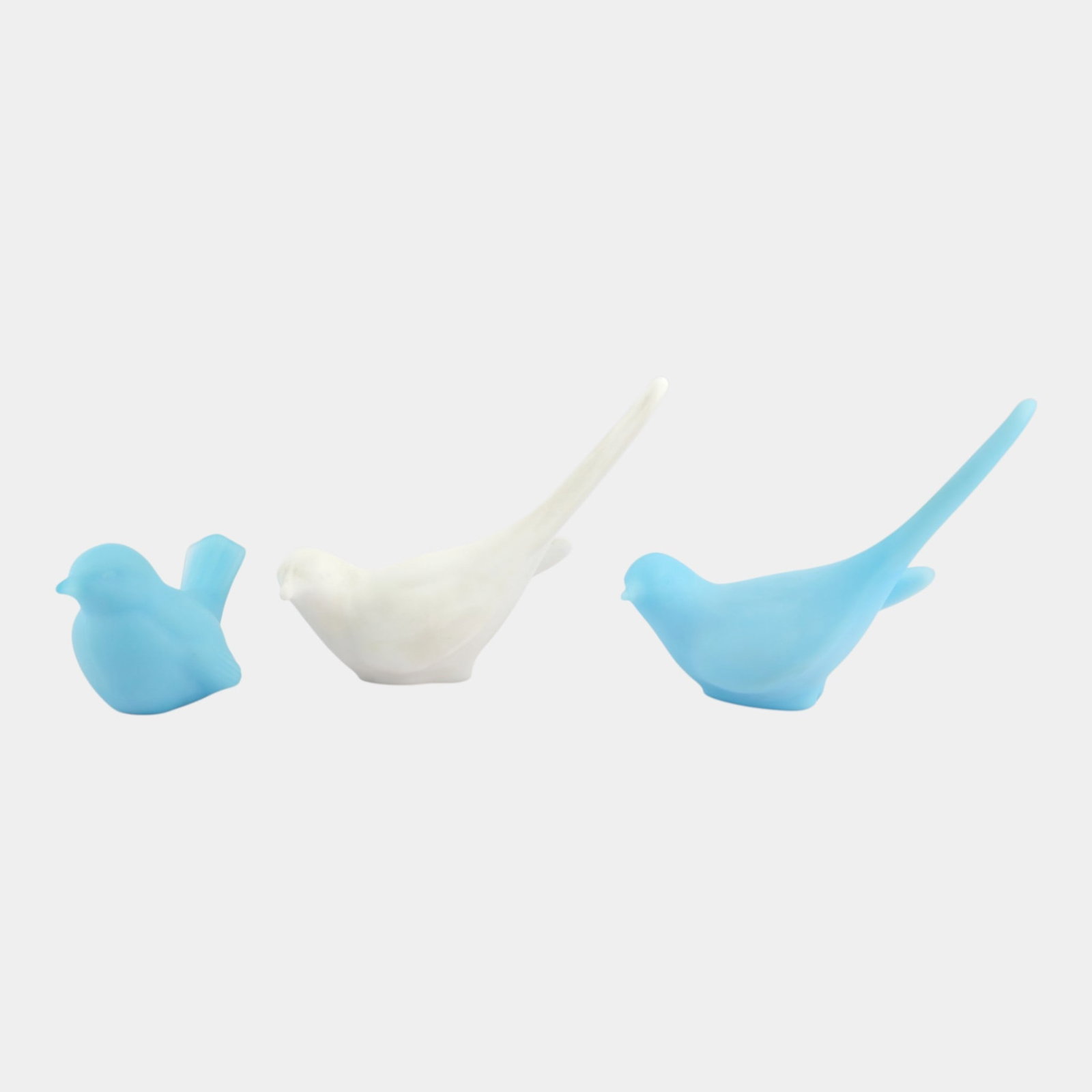 Fenton Art Glass 1970s Blue White Satin Glass Songbird Paperweights (1 of 6)