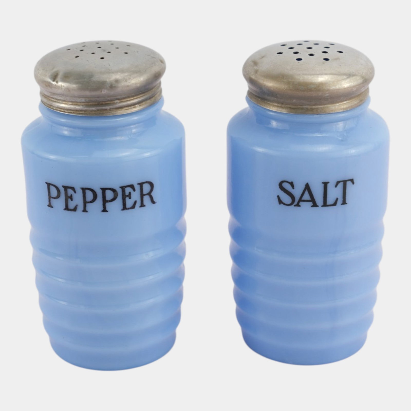 Jeannette Depression Glass Delphite Blue Concentric Range Salt & Pepper Shakers (1 of 6)