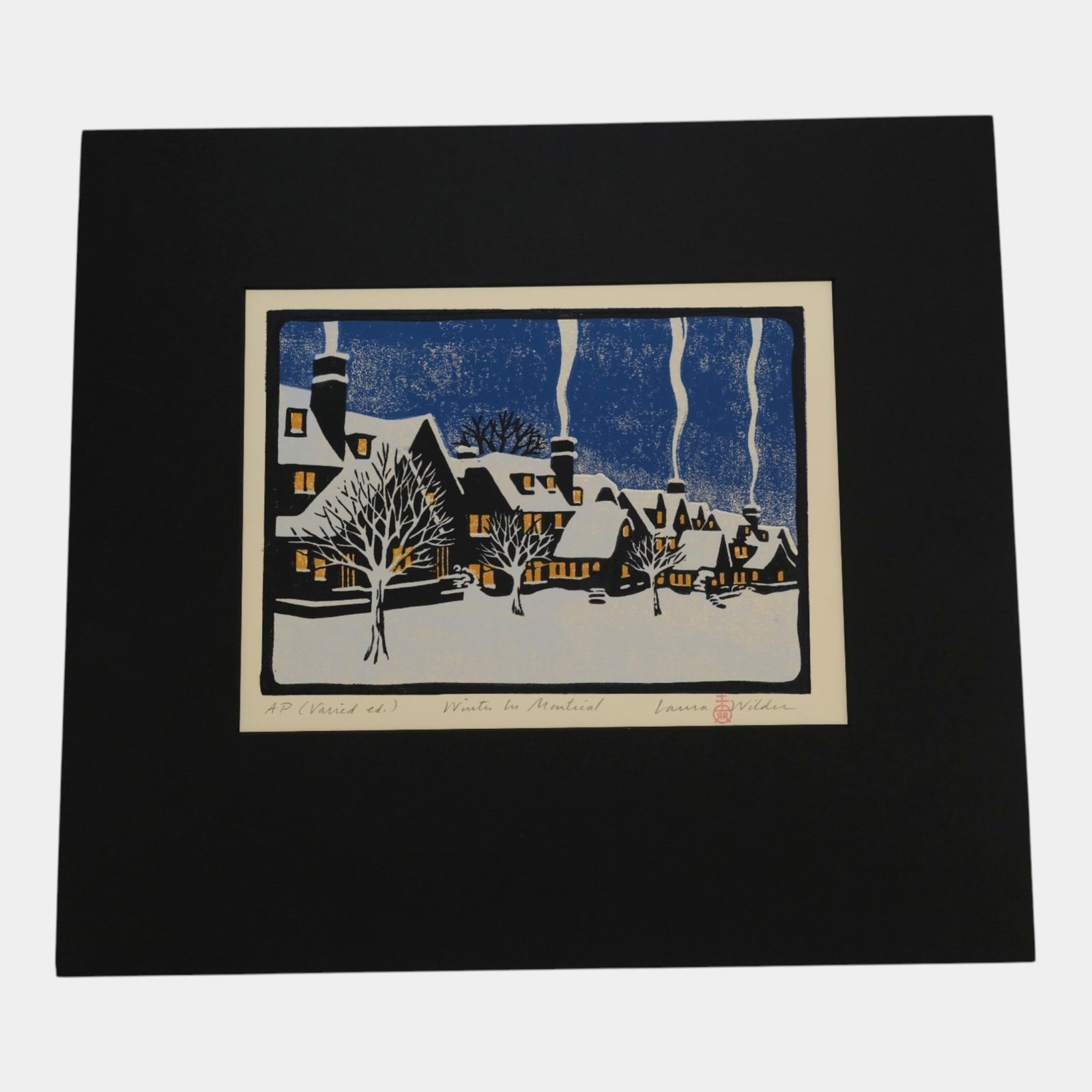 Laura Wilder (Roycroft Renaissance Master Artisan) "Winter in Montreal" Artist Proof Wood Block: We offer affordable in-house shipping on all items.For higher resolution images please visit bid.craftedauctions.com Laura Wilder (Roycroft Renaissance Master Artisan) "Winter in Montreal" Artist Proo
