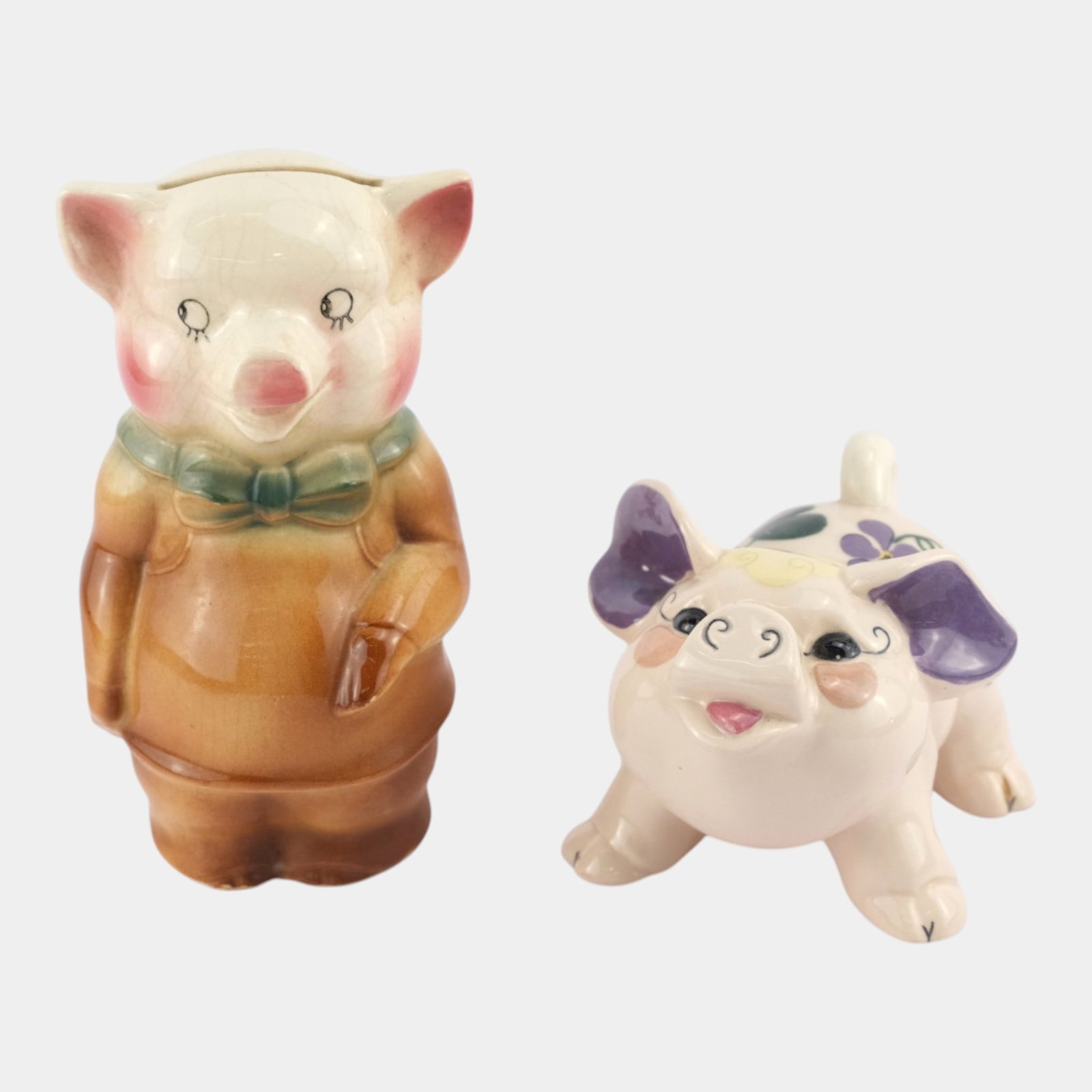Royal Copley & Kay Finch California Mid Century Art Pottery Figural Piggy Bank And Figurine (1 of 4)